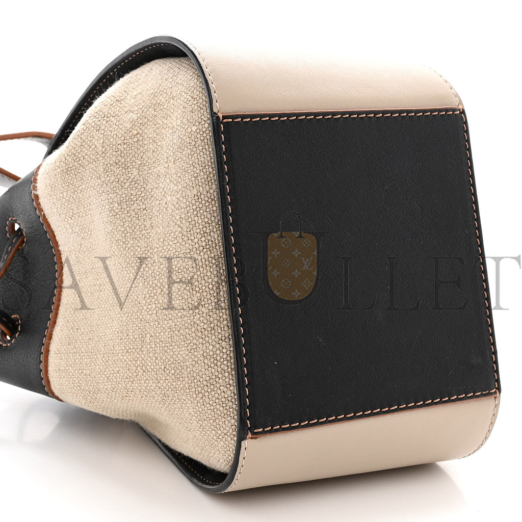 LOEWE CALFSKIN CANVAS MINI HAMMOCK SHOULDER BAG MINK BLACK (20*16*10cm) LOEWE CALFSKIN CANVAS MINI HAMMOCK SHOULDER BAG MINK BLACK (20*16*10cm)