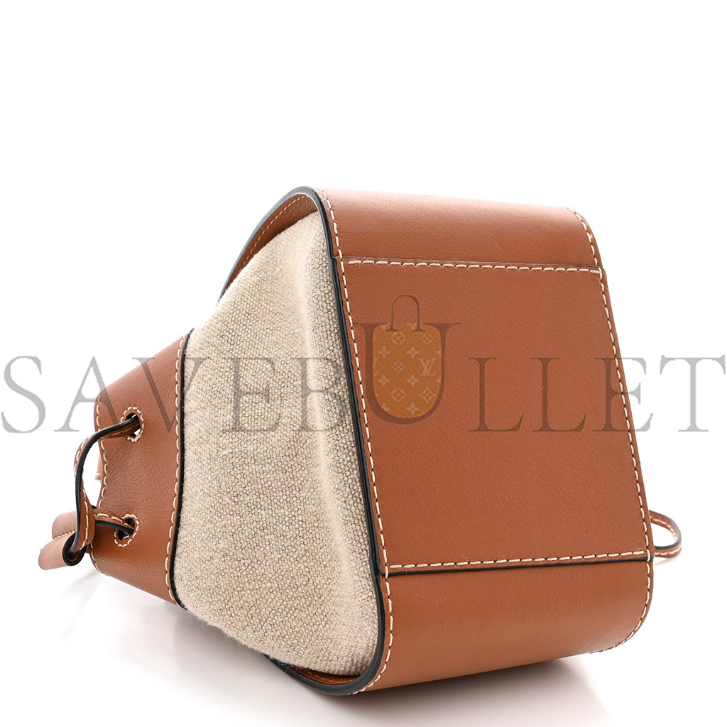 LOEWE CALFSKIN CANVAS MINI HAMMOCK SHOULDER BAG NATURAL TAN (19*17*10cm) LOEWE CALFSKIN CANVAS MINI HAMMOCK SHOULDER BAG NATURAL TAN (19*17*10cm)