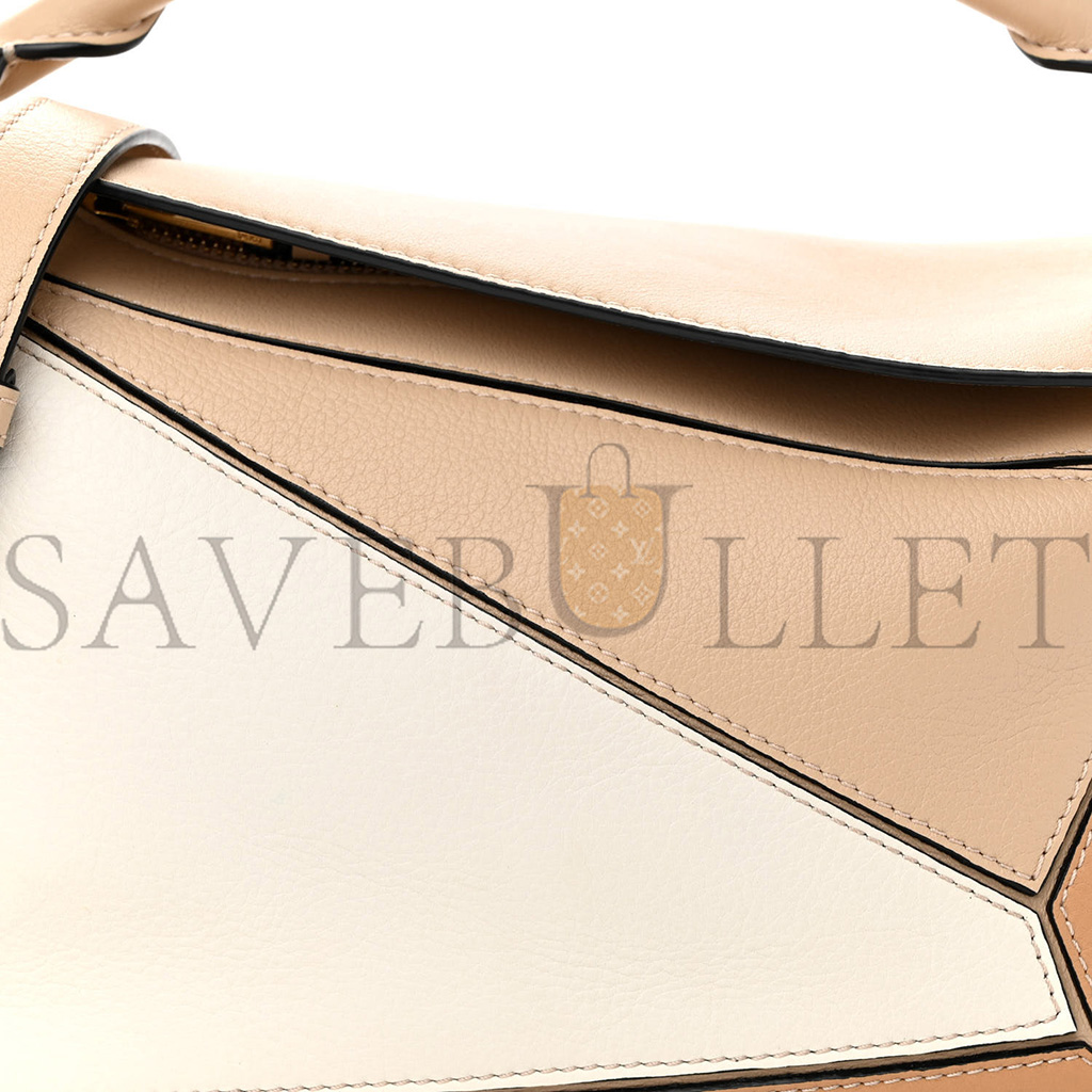 LOEWE CALFSKIN SMALL PUZZLE BAG DUSTY BEIGE SOFT WHITE (24*16.5*10.5cm) LOEWE CALFSKIN SMALL PUZZLE BAG DUSTY BEIGE SOFT WHITE (24*16.5*10.5cm)