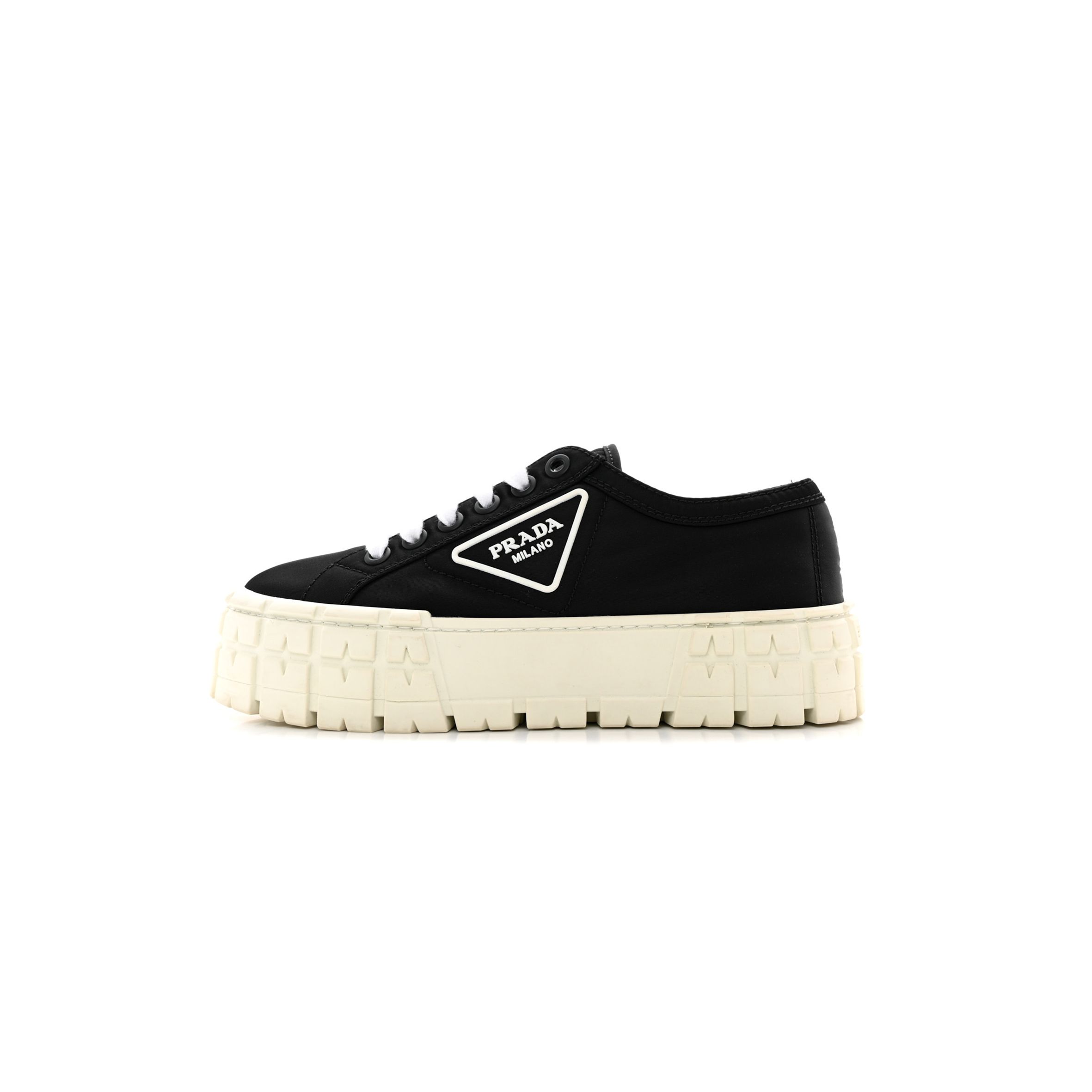 PRADA RE-NYLON GABARDINE TRIANGLE LOGO DOUBLE WHEEL 50MM SNEAKERS 38 BLACK PRADA RE-NYLON GABARDINE TRIANGLE LOGO DOUBLE WHEEL 50MM SNEAKERS 38 BLACK