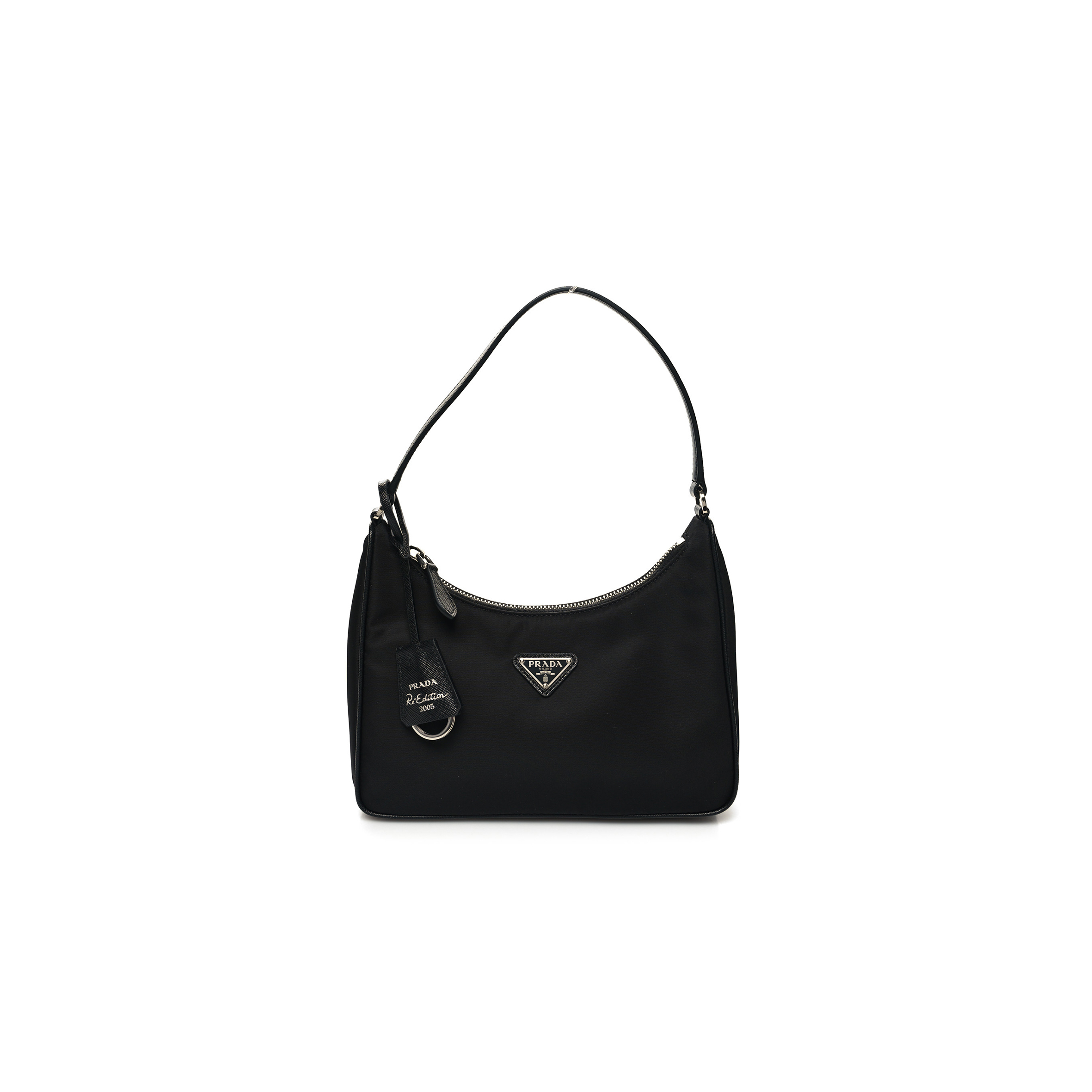 PRADA TESSUTO NYLON SAFFIANO MINI RE-EDITION 2005 BAG BLACK (22*17*6cm) PRADA TESSUTO NYLON SAFFIANO MINI RE-EDITION 2005 BAG BLACK (22*17*6cm)