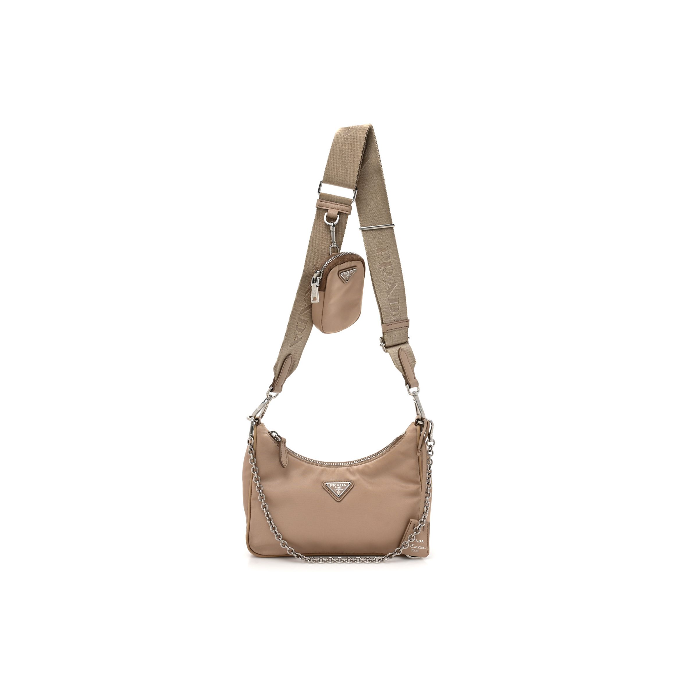 PRADA NYLON RE-EDITION 2005 SHOULDER BAG CAMMEO (22*13*6cm) PRADA NYLON RE-EDITION 2005 SHOULDER BAG CAMMEO (22*13*6cm)