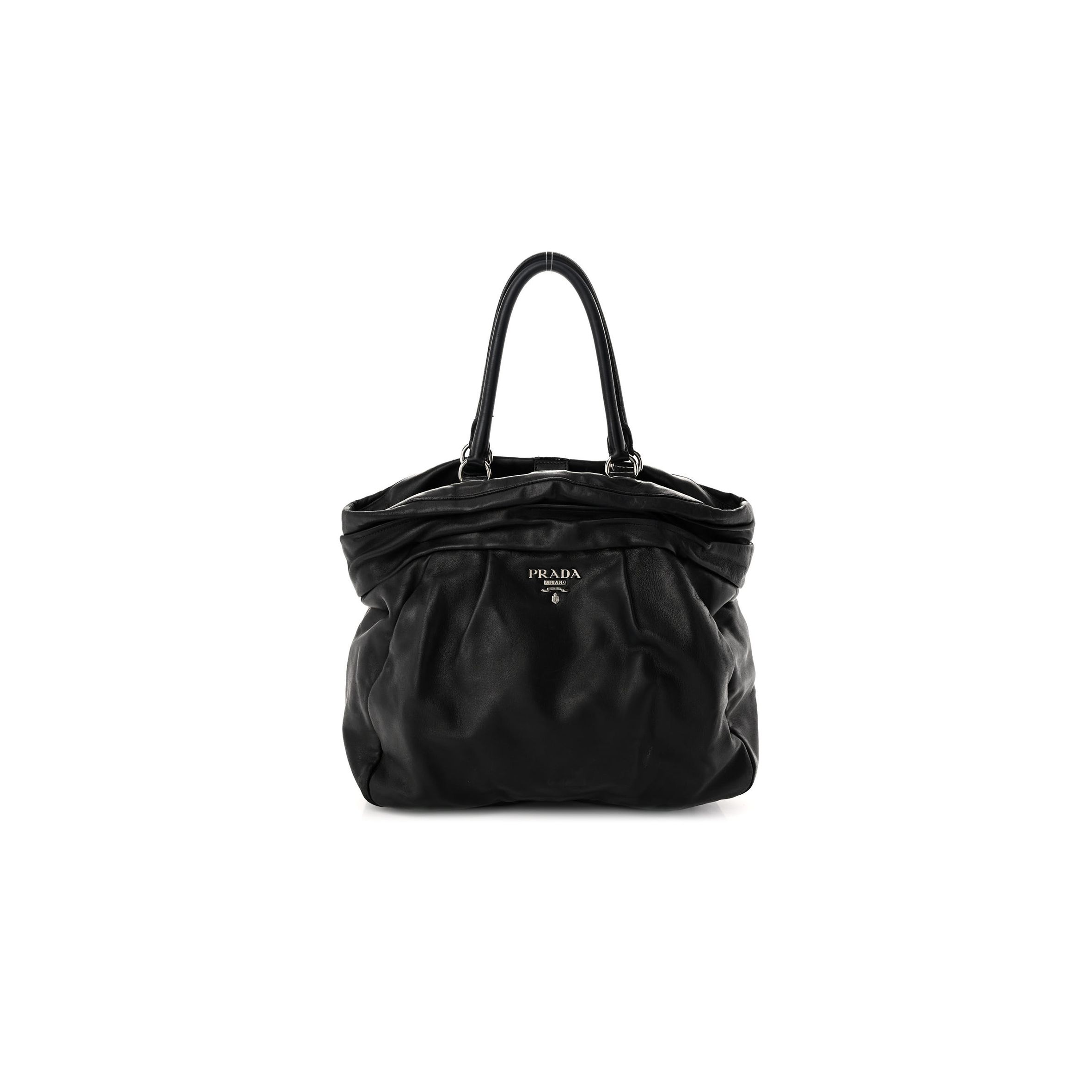 PRADA NAPPA FRILLS TOTE BLACK (39*32*15cm) PRADA NAPPA FRILLS TOTE BLACK (39*32*15cm)