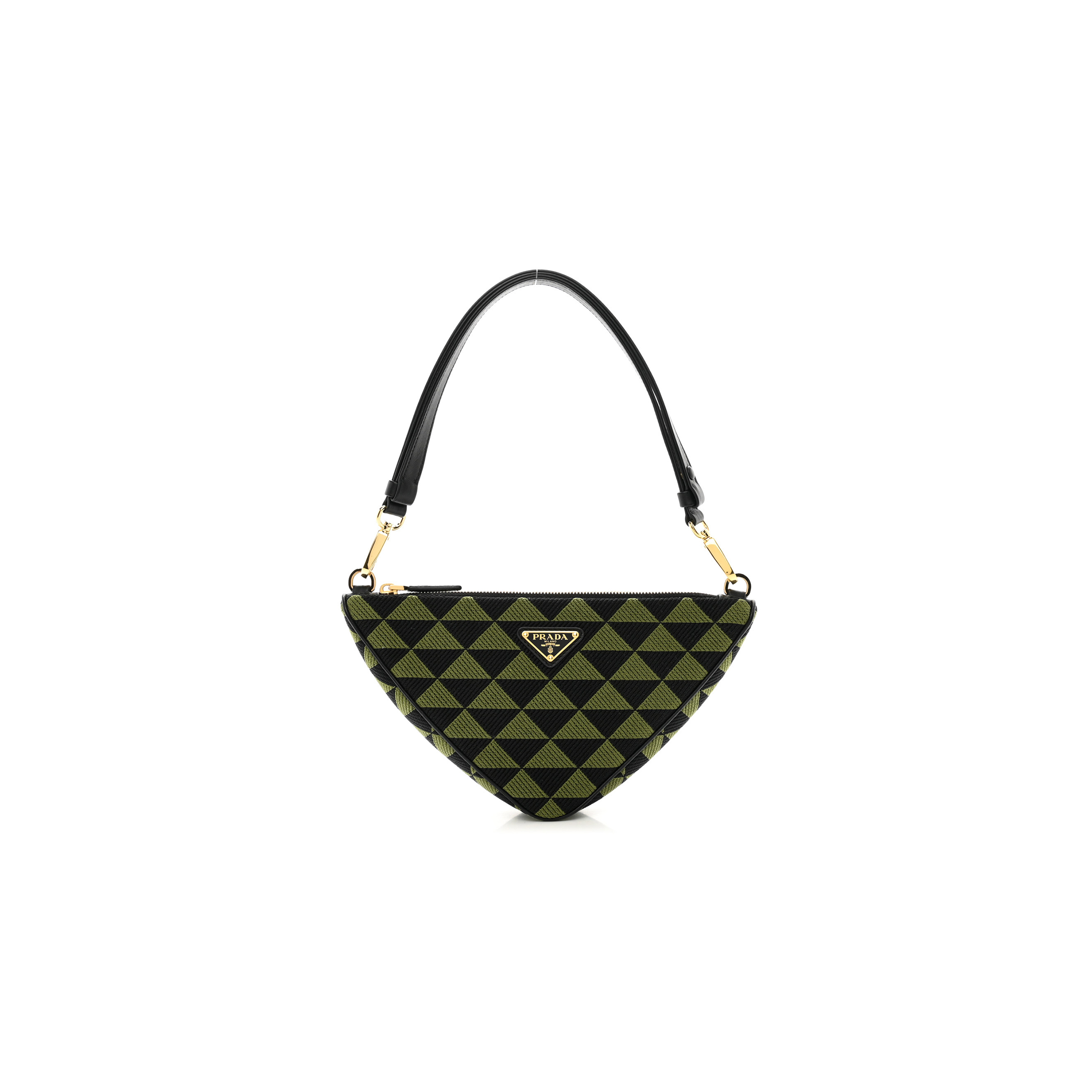 PRADA JACQUARD TRIANGOLO SYMBOLE EMBROIDERED MINI TRIANGLE SHOULDER BAG BLACK EDERA (27*15*5cm) PRADA JACQUARD TRIANGOLO SYMBOLE EMBROIDERED MINI TRIANGLE SHOULDER BAG BLACK EDERA (27*15*5cm)