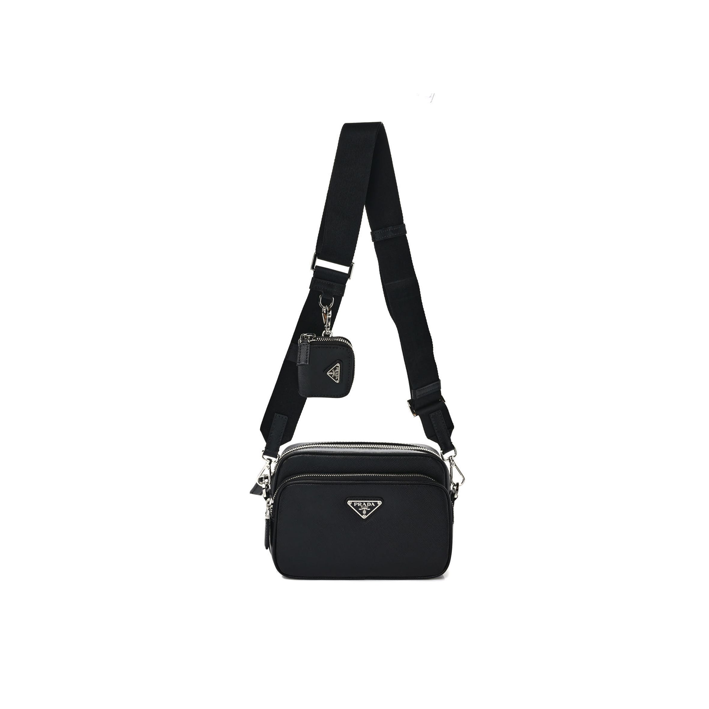 PRADA SAFFIANO SHOULDER BAG BLACK (20*14*8cm) PRADA SAFFIANO SHOULDER BAG BLACK (20*14*8cm)