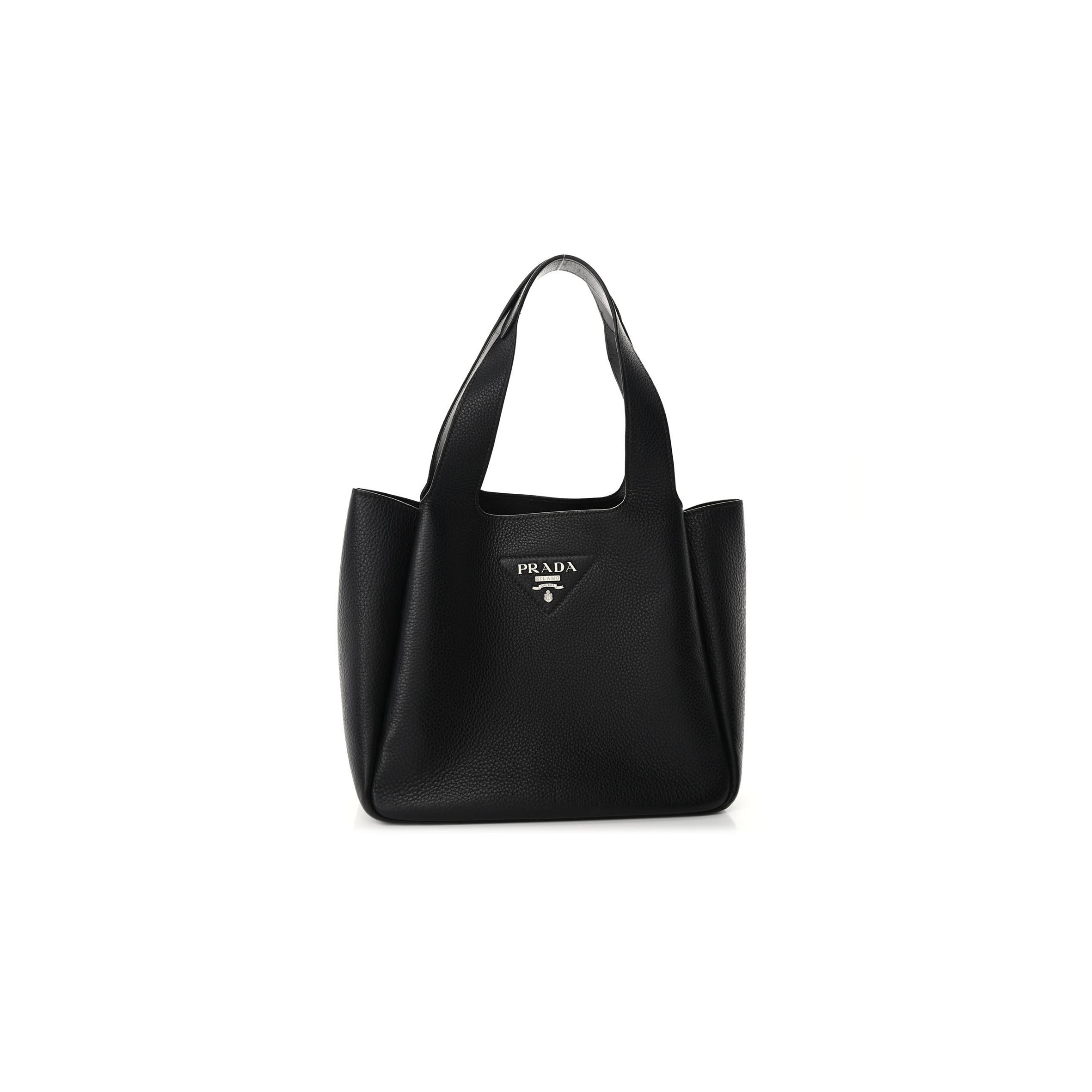 PRADA VITELLO DAINO SOFT MEDIUM DYNAMIQUE TOTE BLACK (25*22*13cm) PRADA VITELLO DAINO SOFT MEDIUM DYNAMIQUE TOTE BLACK (25*22*13cm)