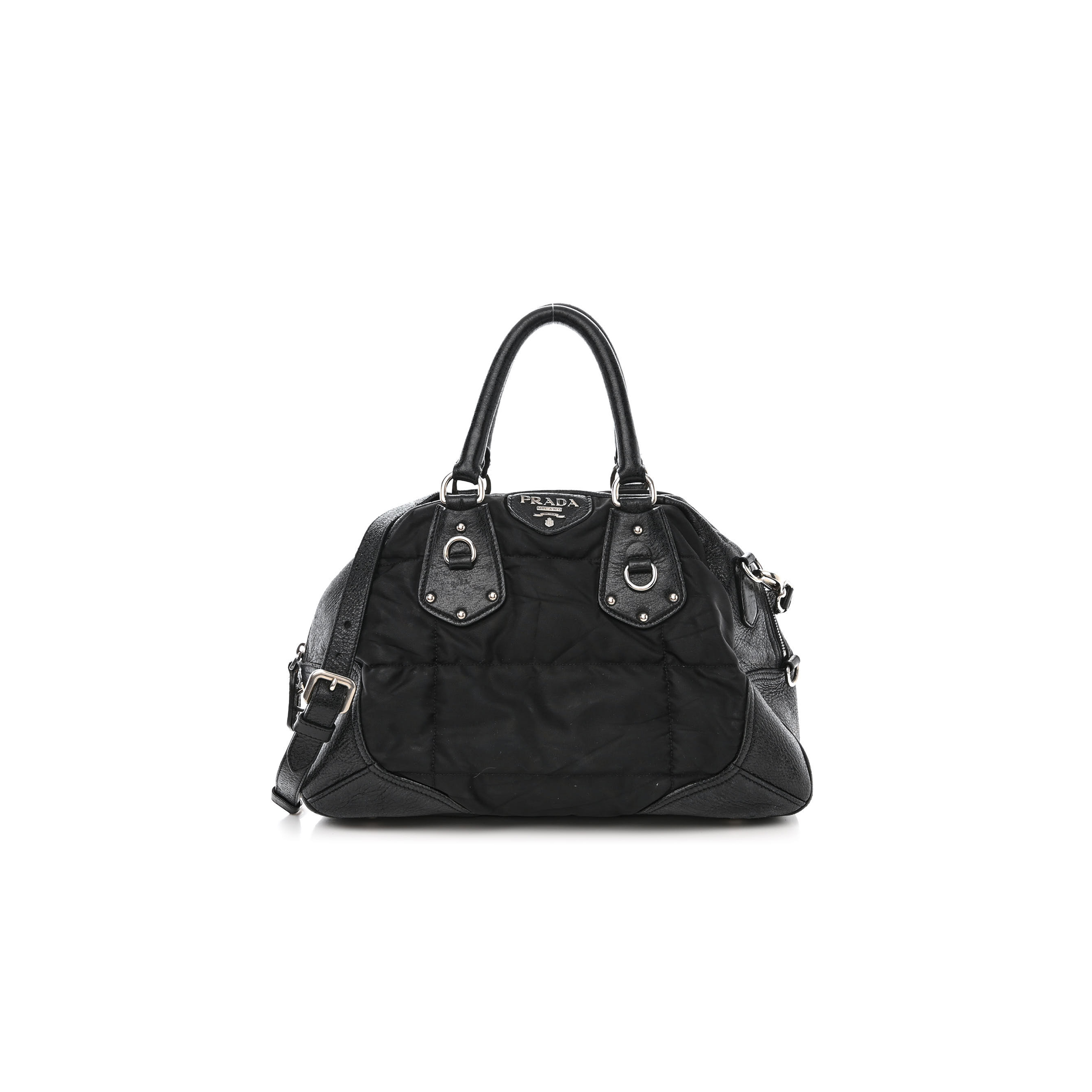PRADA NYLON QUILTED 24H SATCHEL BLACK (34*23*16cm) PRADA NYLON QUILTED 24H SATCHEL BLACK (34*23*16cm)