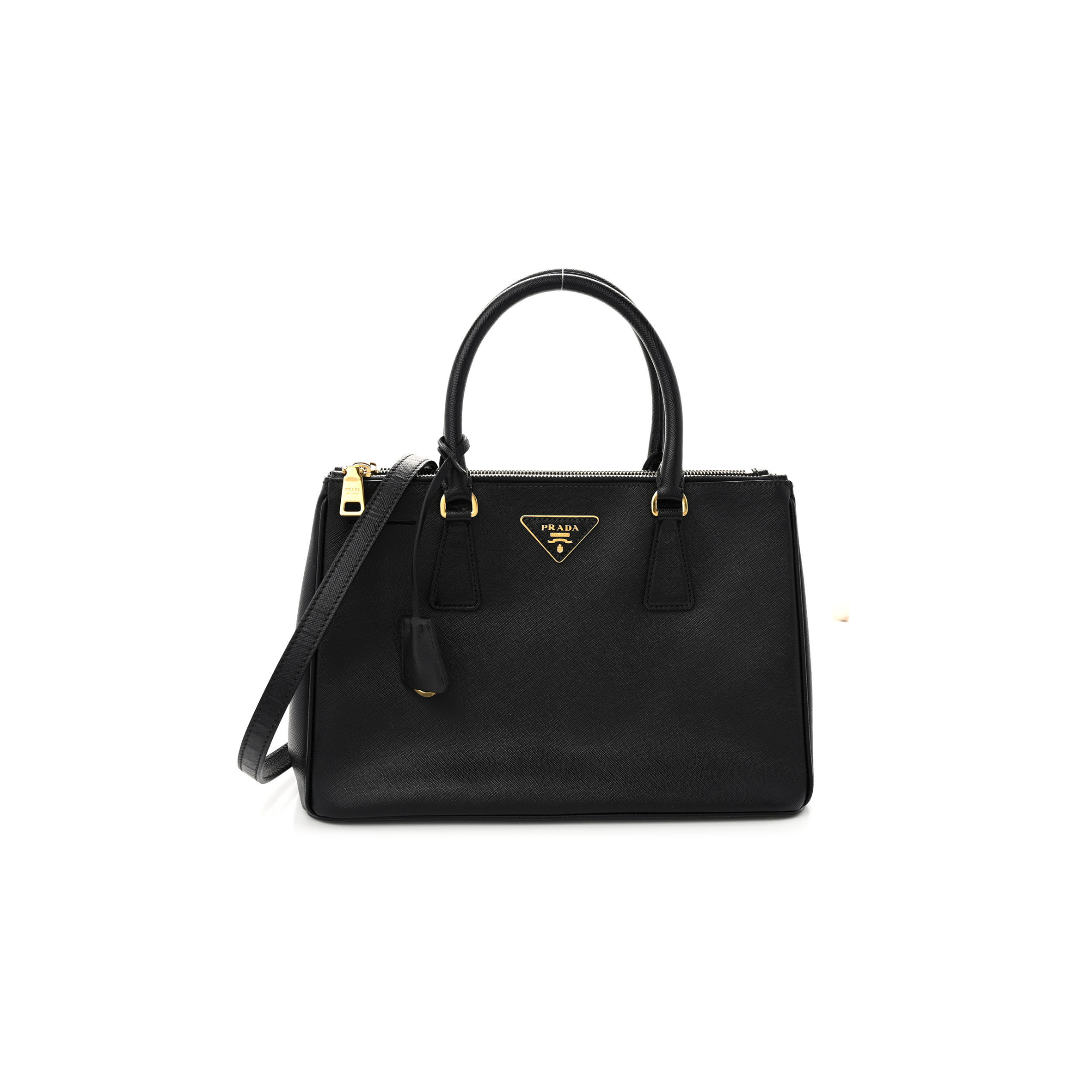 PRADA SAFFIANO MEDIUM GALLERIA DOUBLE ZIP TOTE BLACK (32*20*14cm) PRADA SAFFIANO MEDIUM GALLERIA DOUBLE ZIP TOTE BLACK (32*20*14cm)
