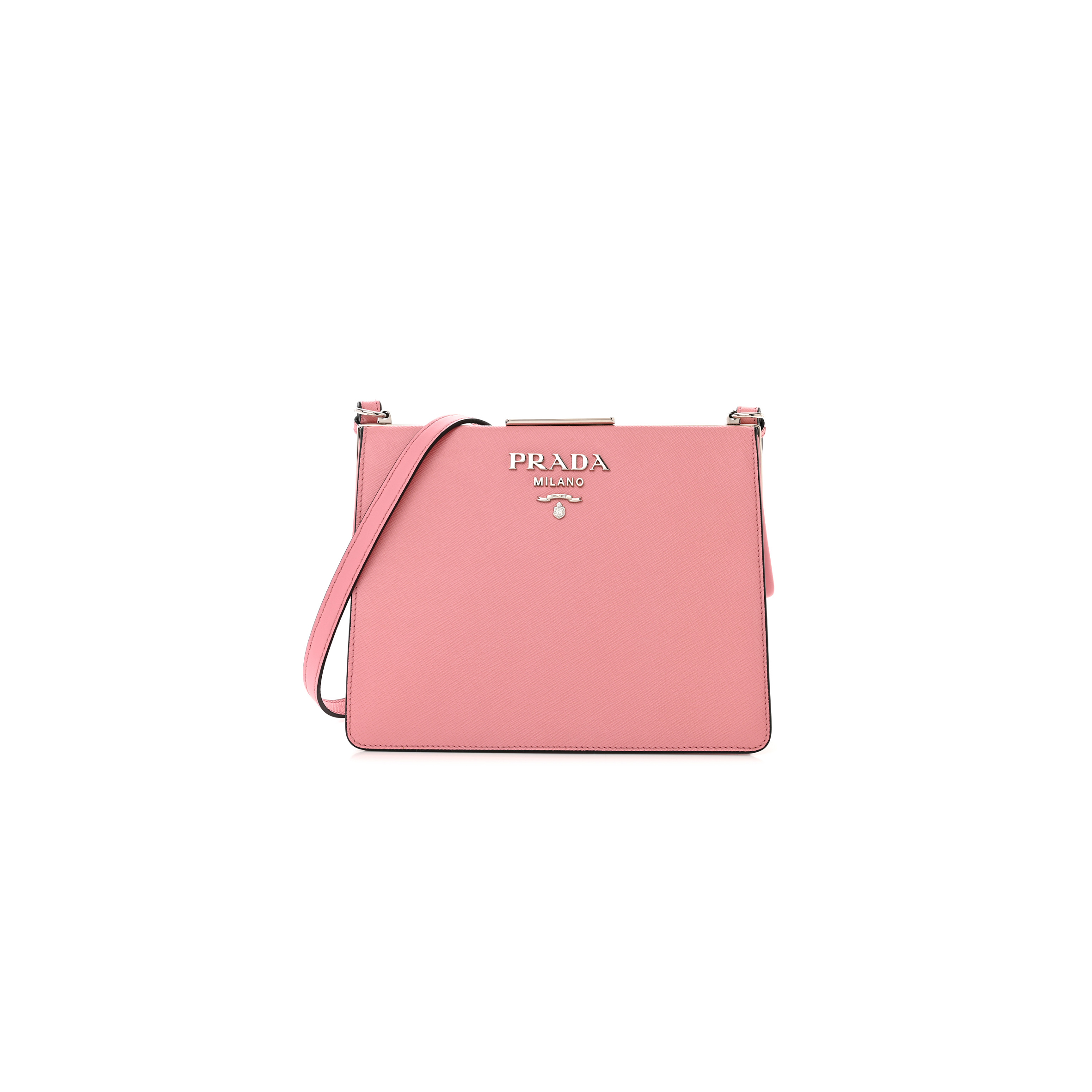 PRADA SAFFIANO CITY CALF LIGHT FRAME BAG PINK (22*18*9cm) PRADA SAFFIANO CITY CALF LIGHT FRAME BAG PINK (22*18*9cm)