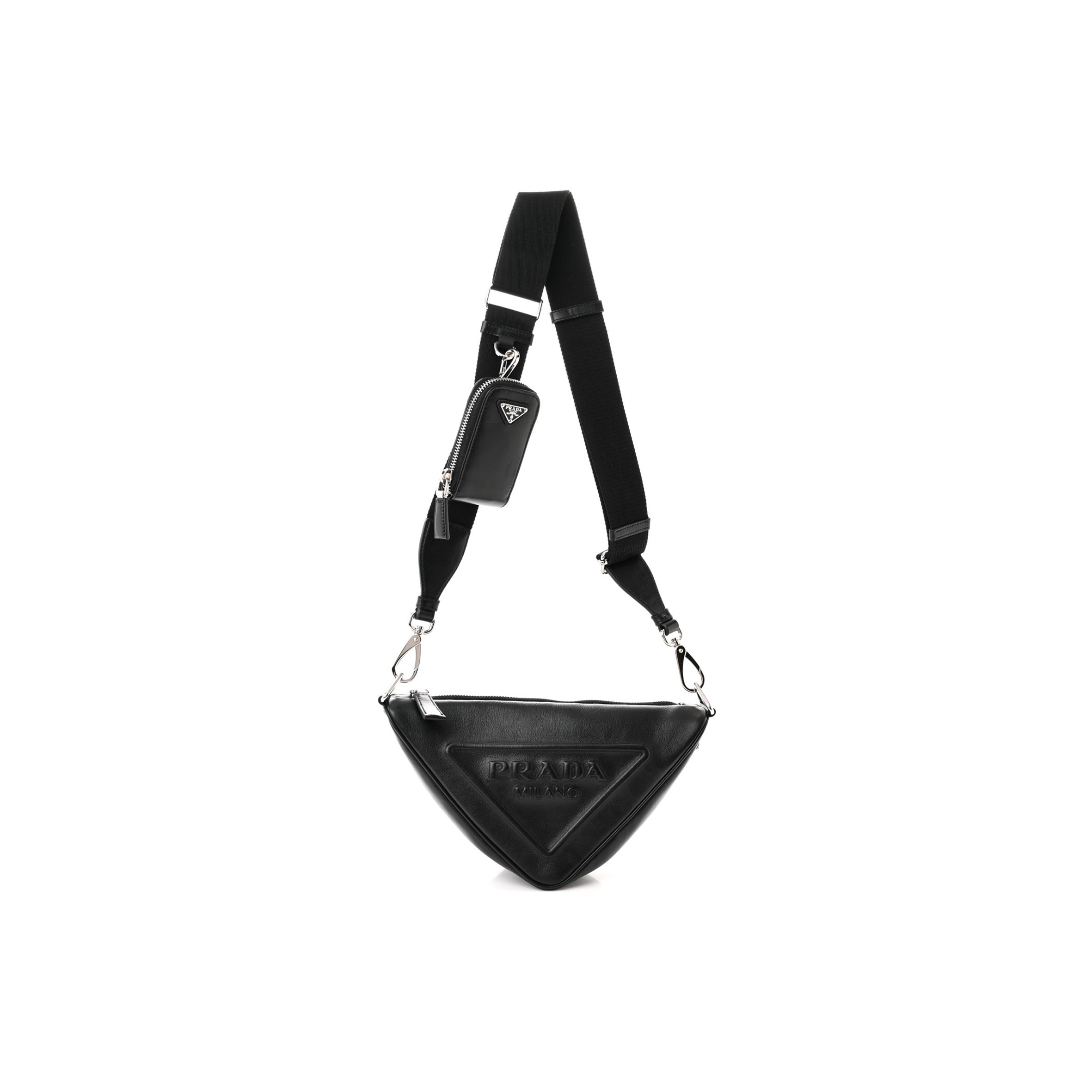 PRADA GRACE LUX TRIANGLE SHOULDER BAG BLACK (27*15*11cm) PRADA GRACE LUX TRIANGLE SHOULDER BAG BLACK (27*15*11cm)