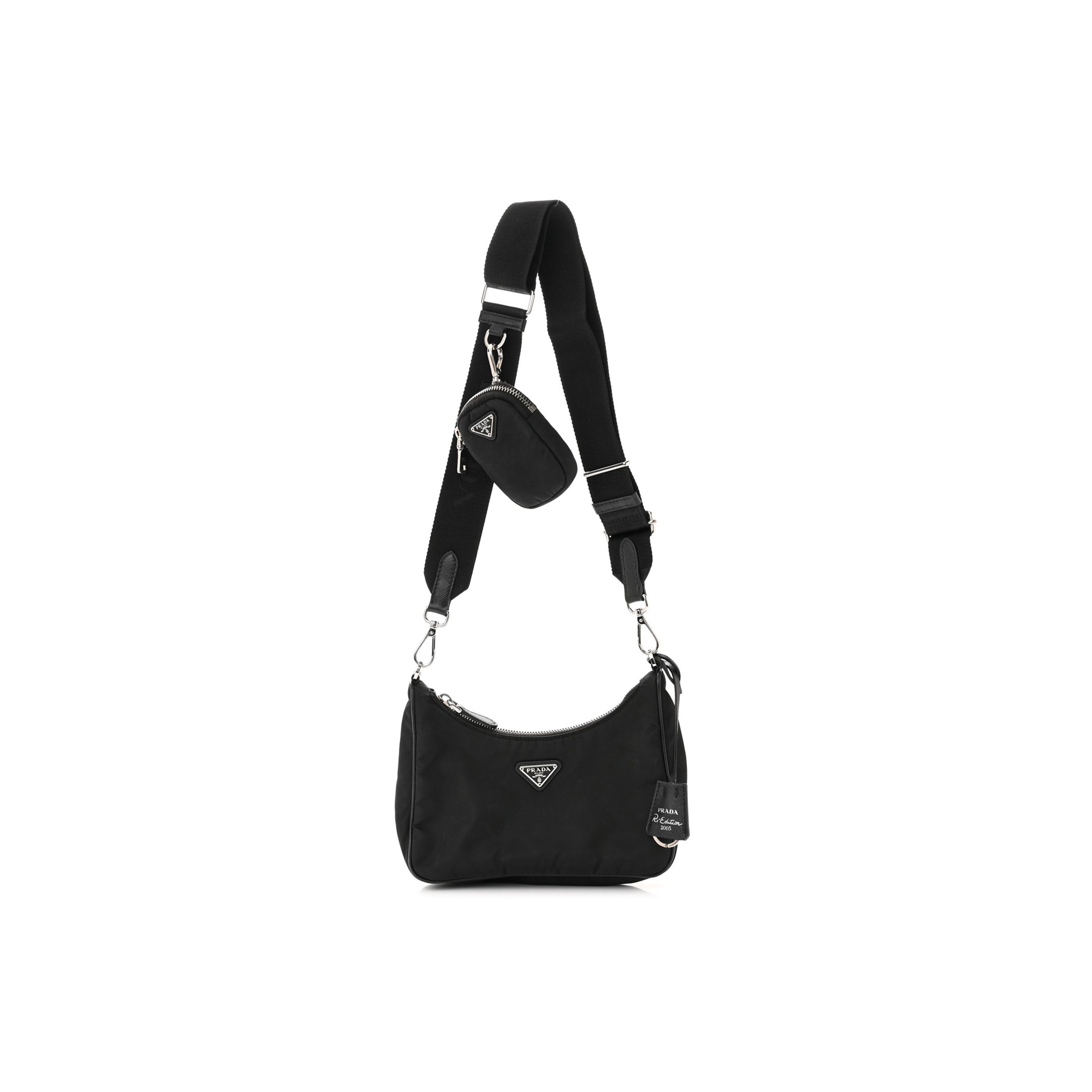 PRADA NYLON RE-EDITION 2005 SHOULDER BAG BLACK (22*18*6cm) PRADA NYLON RE-EDITION 2005 SHOULDER BAG BLACK (22*18*6cm)