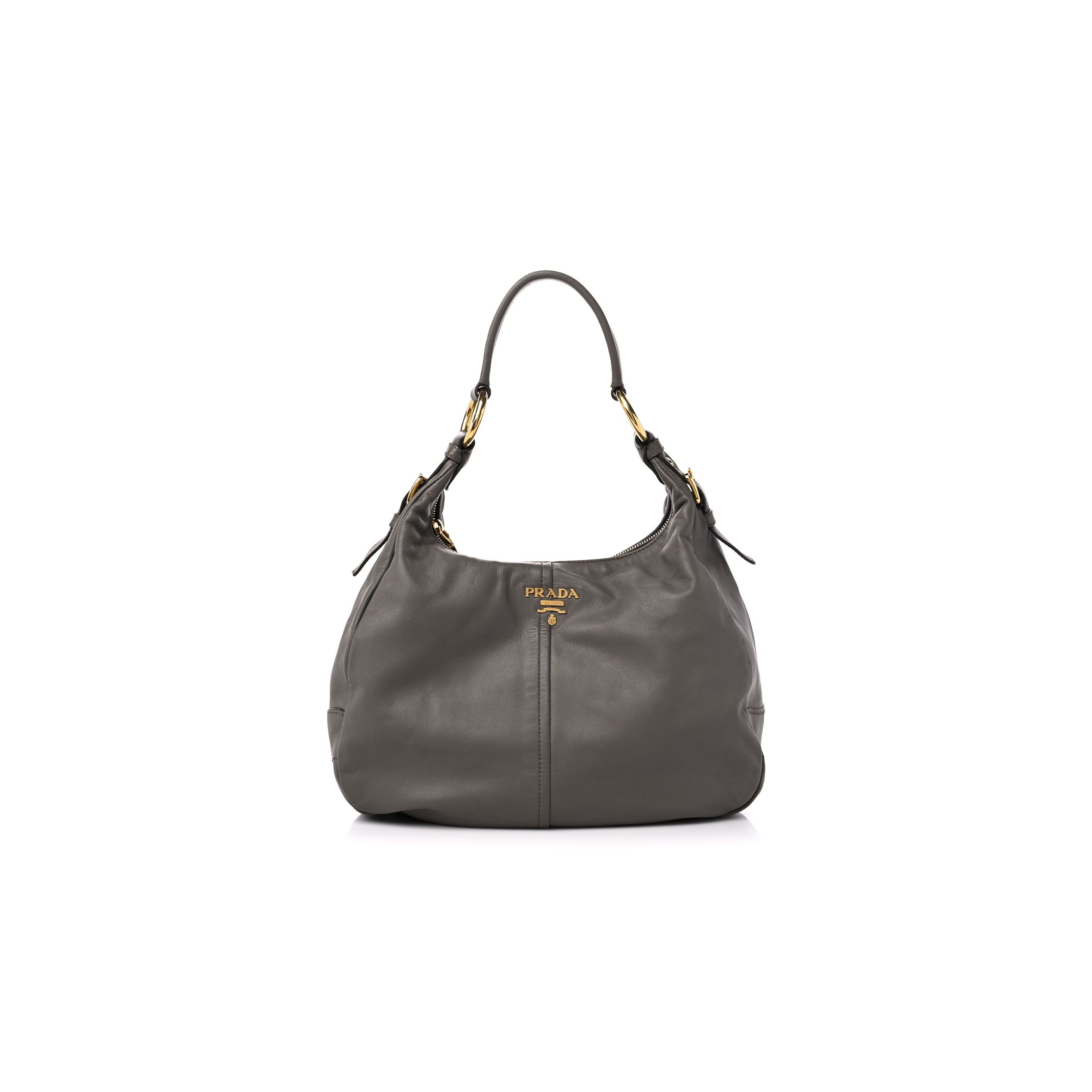 PRADA SOFT CALF HOBO BAMBU GREY (32*29*14cm) PRADA SOFT CALF HOBO BAMBU GREY (32*29*14cm)