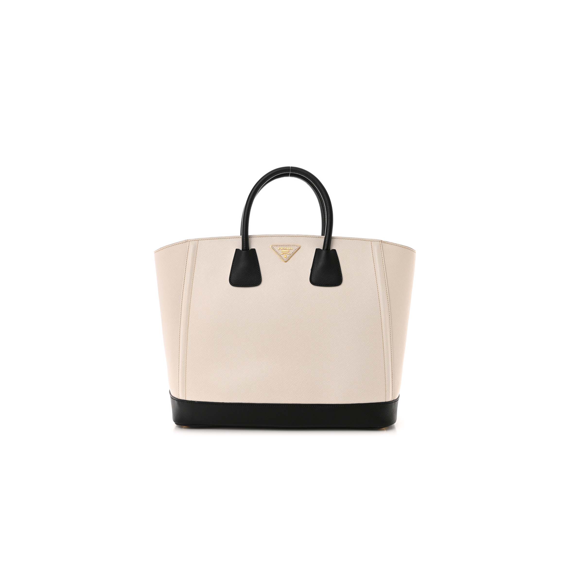 PRADA SAFFIANO MEDIUM BI-COLOR TOP HANDLE TOTE BLACK TALCO (36*30*15cm) PRADA SAFFIANO MEDIUM BI-COLOR TOP HANDLE TOTE BLACK TALCO (36*30*15cm)