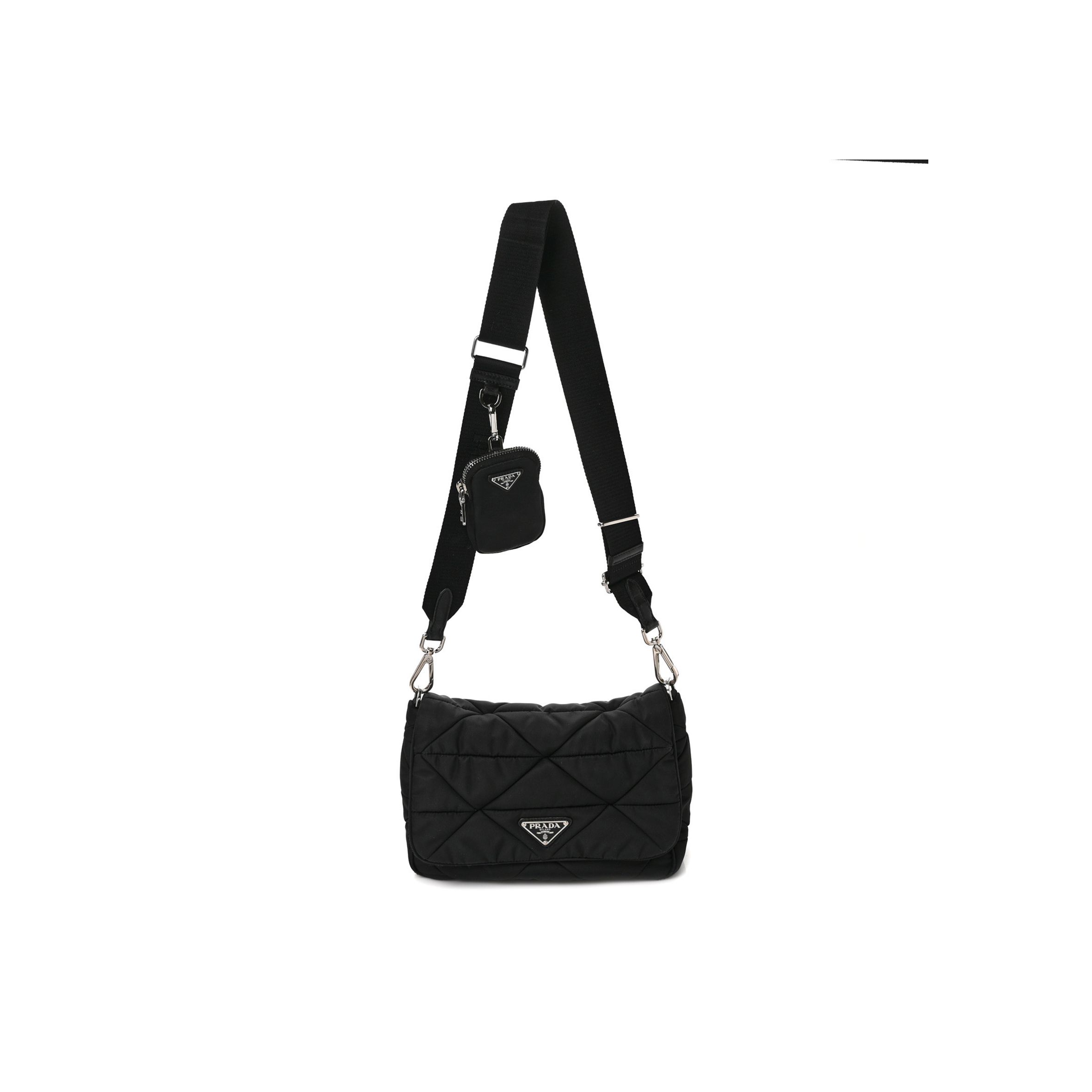 PRADA NYLON TESSUTO QUILTED PADDED SHOULDER BAG BLACK (25*18*9m) PRADA NYLON TESSUTO QUILTED PADDED SHOULDER BAG BLACK (25*18*9m)