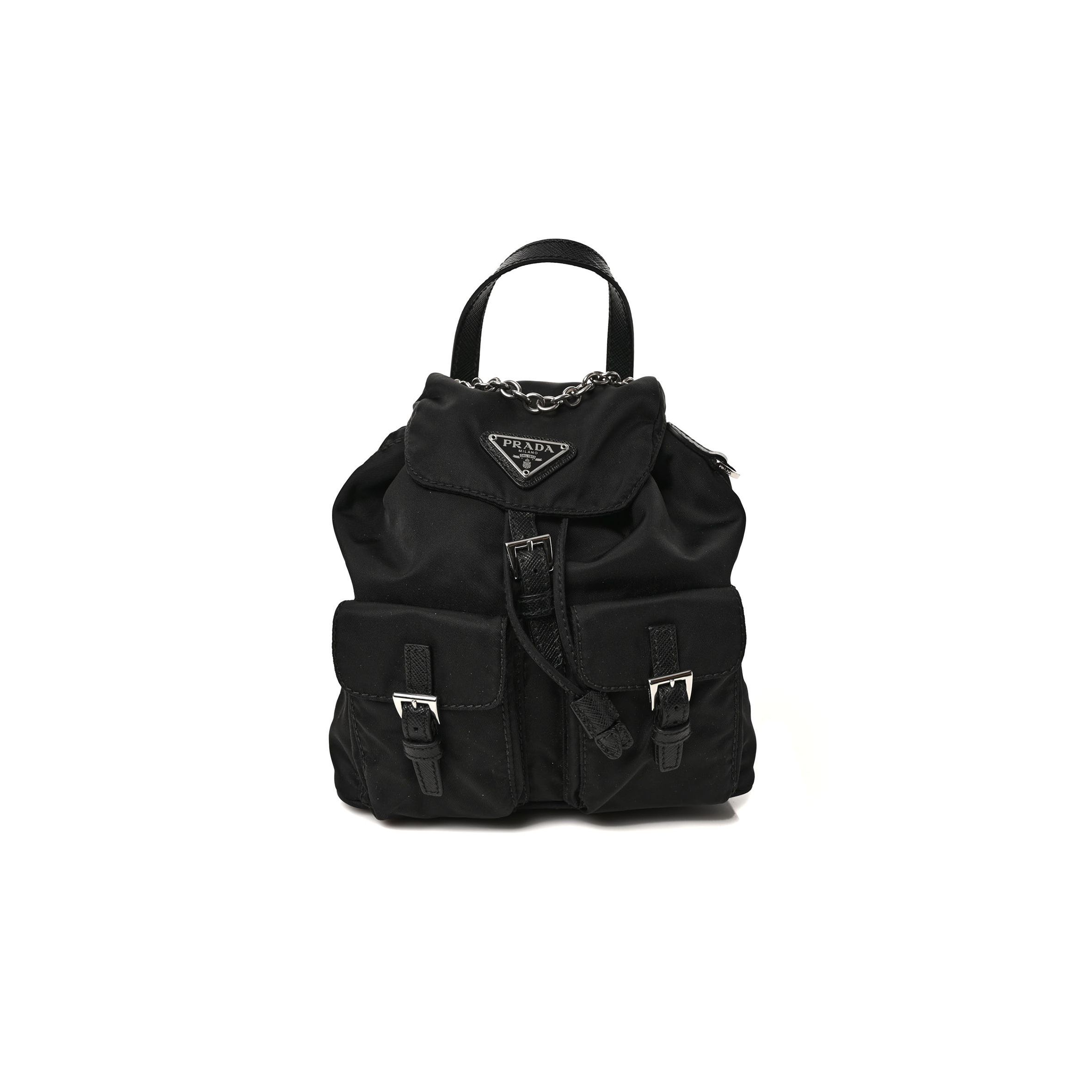 PRADA NYLON VELA MINI CROSSBODY BACKPACK BLACK (18*17*8cm) PRADA NYLON VELA MINI CROSSBODY BACKPACK BLACK (18*17*8cm)