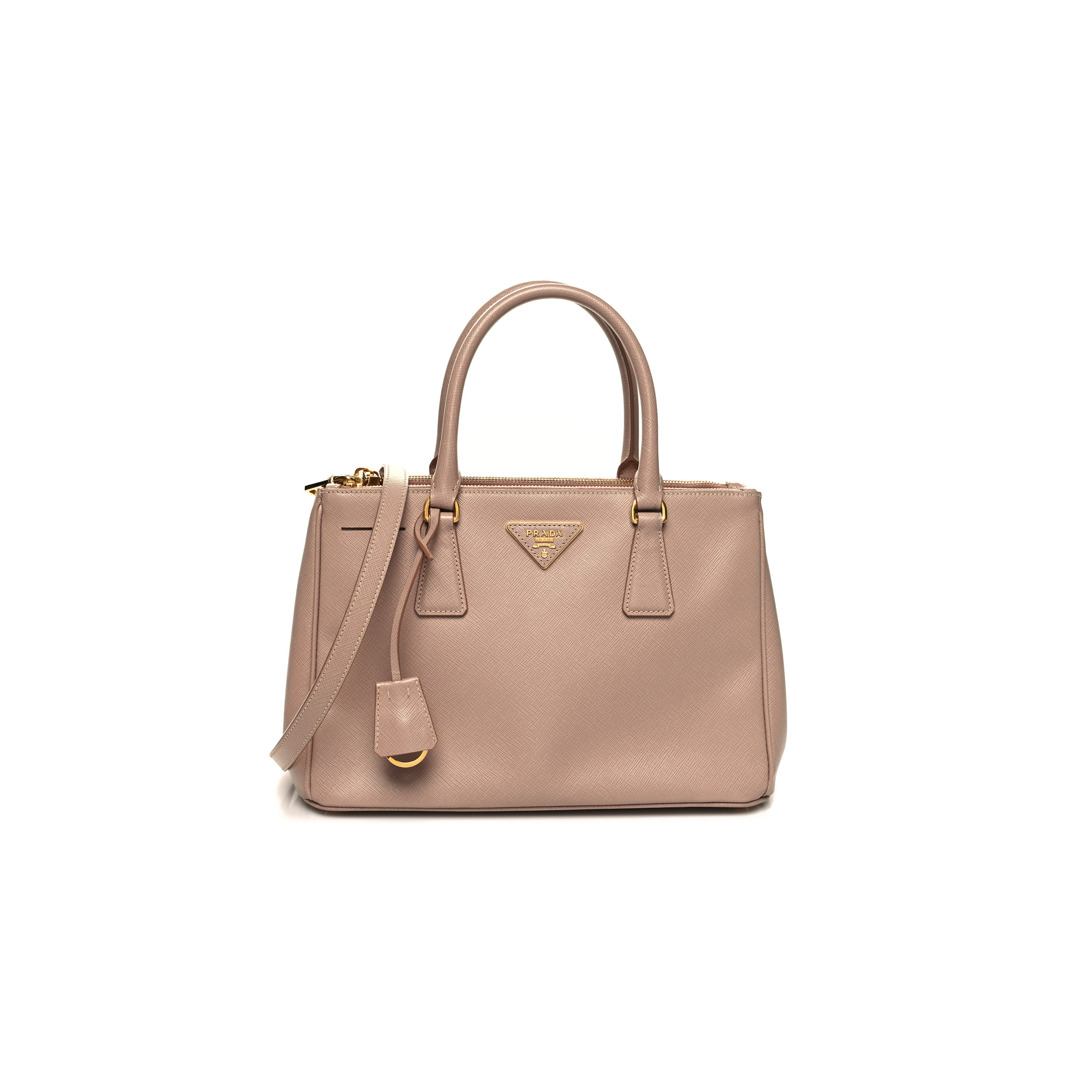 PRADA SAFFIANO SMALL GALLERIA DOUBLE ZIP TOTE CAMMEO (29*20*13cm) PRADA SAFFIANO SMALL GALLERIA DOUBLE ZIP TOTE CAMMEO (29*20*13cm)