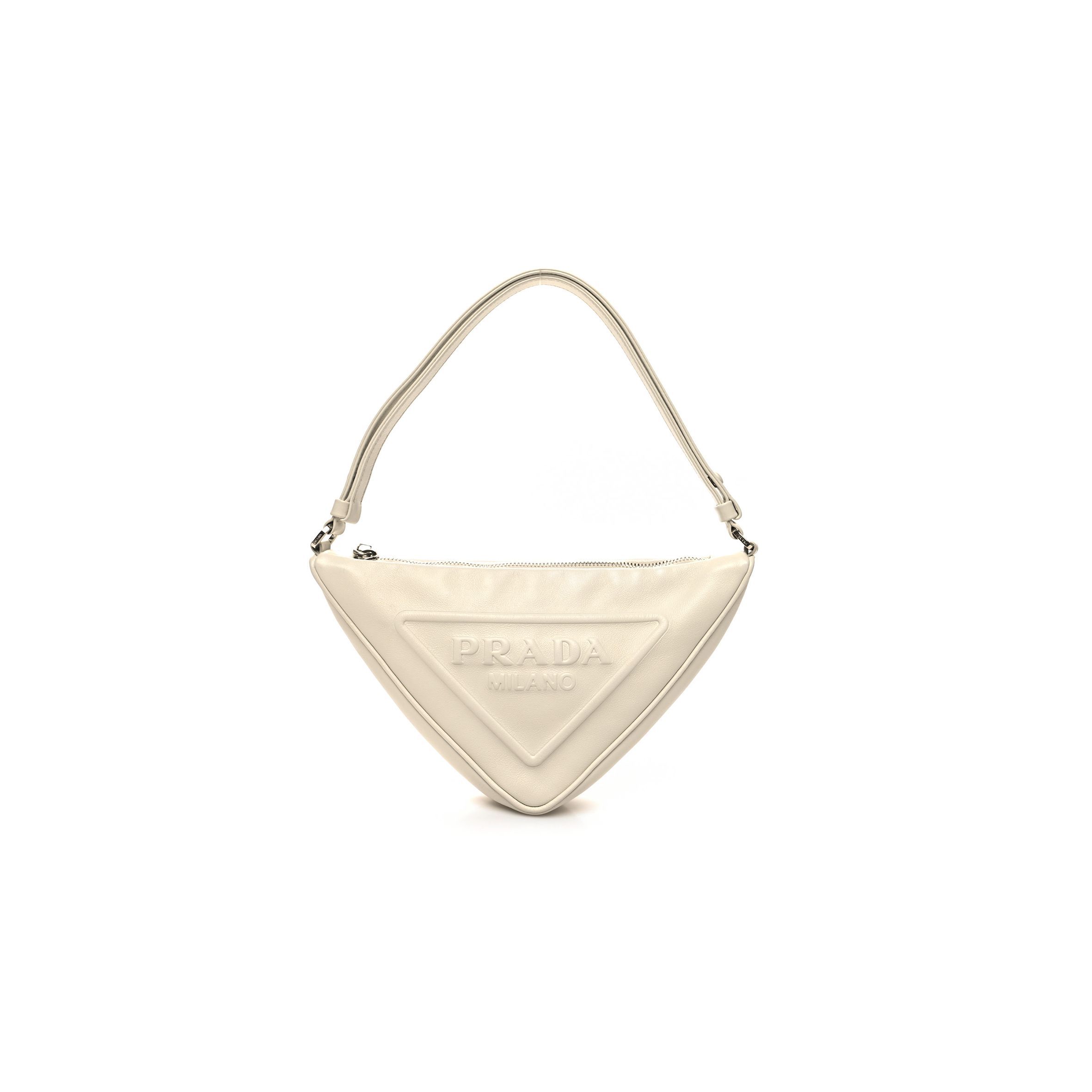 PRADA GRACE LUX TRIANGLE POUCH WHITE (26*14*8cm) PRADA GRACE LUX TRIANGLE POUCH WHITE (26*14*8cm)