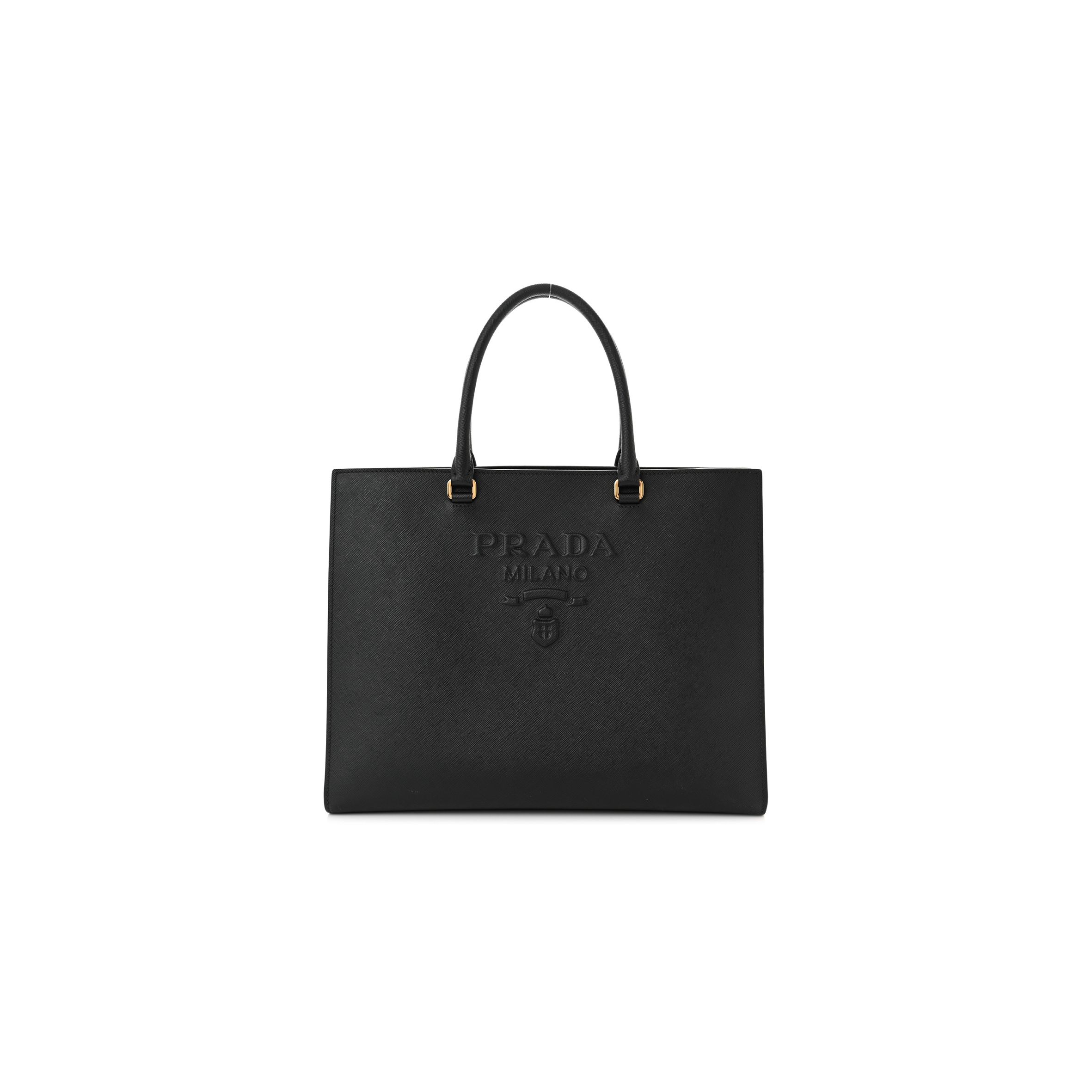 PRADA SAFFIANO LUX EMBOSSED LOGO LARGE SHOULDER BAG BLACK (33*26*11cm) PRADA SAFFIANO LUX EMBOSSED LOGO LARGE SHOULDER BAG BLACK (33*26*11cm)