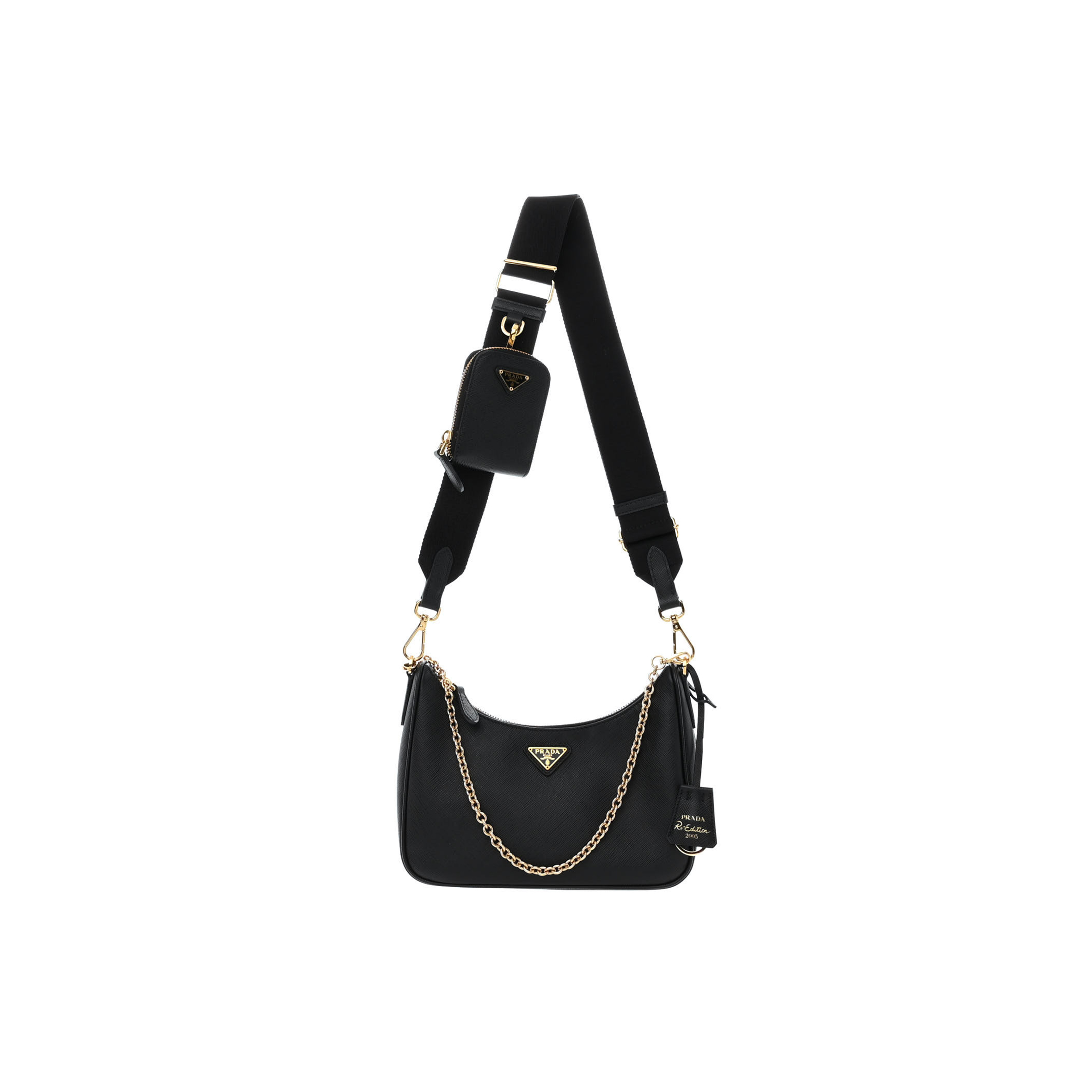 PRADA SAFFIANO LUX RE-EDITION 2005 SHOULDER BAG BLACK (22*17*6cm) PRADA SAFFIANO LUX RE-EDITION 2005 SHOULDER BAG BLACK (22*17*6cm)