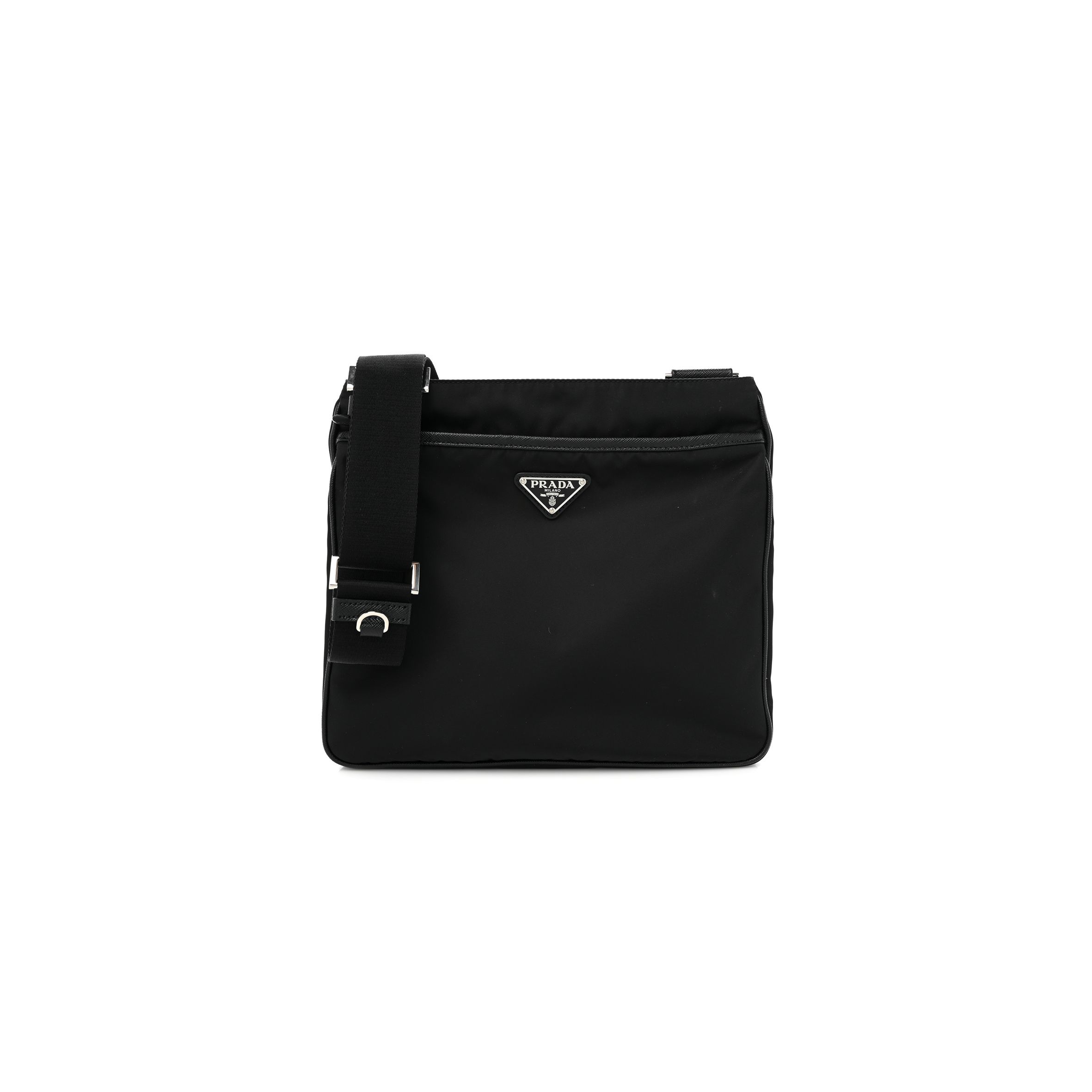 PRADA RE-NYLON SAFFIANO MESSENGER BAG BLACK (28*25*6cm) PRADA RE-NYLON SAFFIANO MESSENGER BAG BLACK (28*25*6cm)