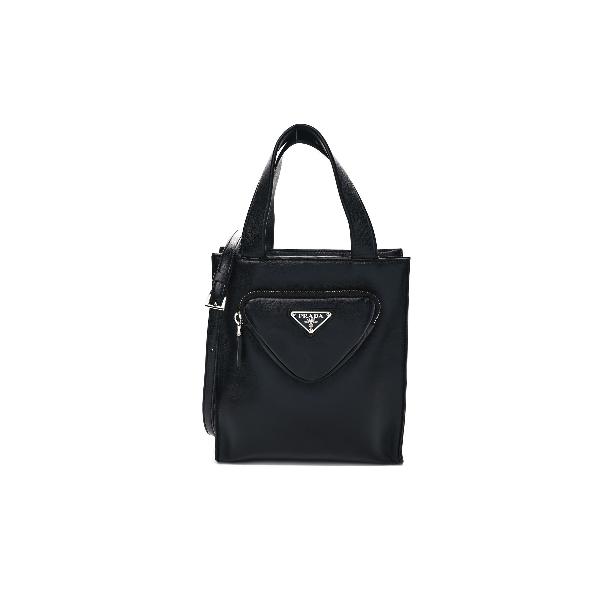 PRADA VITELLO DAINO MINI POCKET TOTE BLACK (19*17*10cm) PRADA VITELLO DAINO MINI POCKET TOTE BLACK (19*17*10cm)