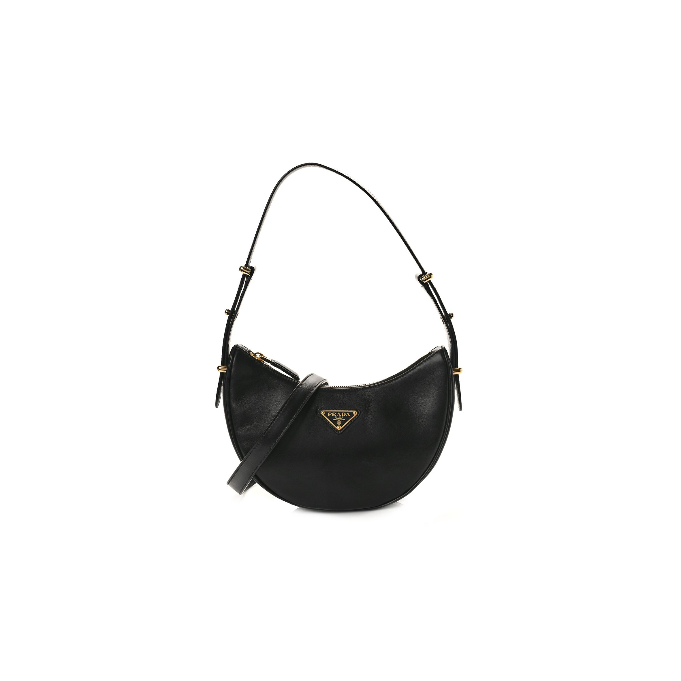 PRADA NAPPA ARQUE SHOULDER BAG BLACK (23*14*6cm) PRADA NAPPA ARQUE SHOULDER BAG BLACK (23*14*6cm)