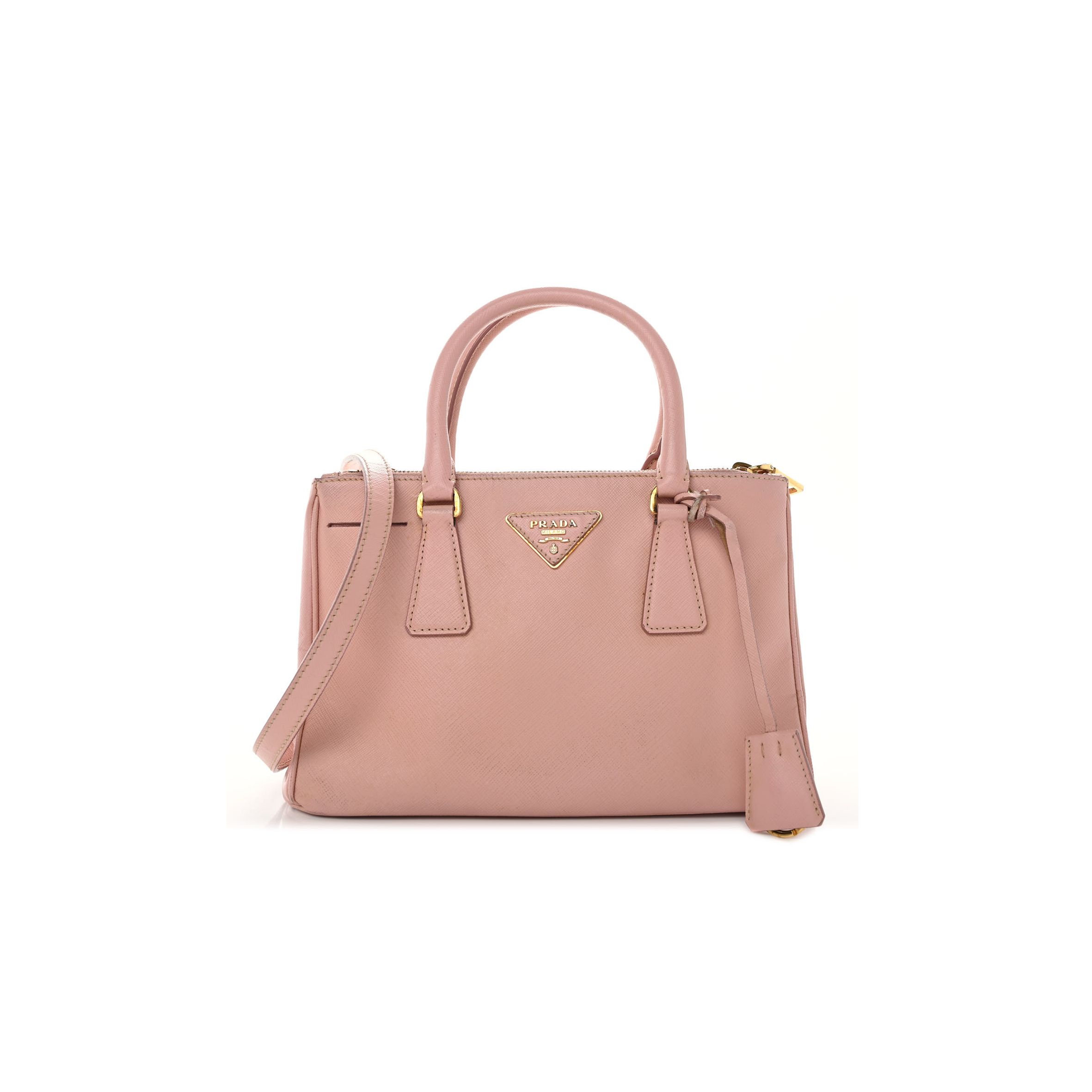 PRADA SAFFIANO SMALL GALLERIA DOUBLE ZIP TOTE ORCHIDEA (27*17*11cm) PRADA SAFFIANO SMALL GALLERIA DOUBLE ZIP TOTE ORCHIDEA (27*17*11cm)