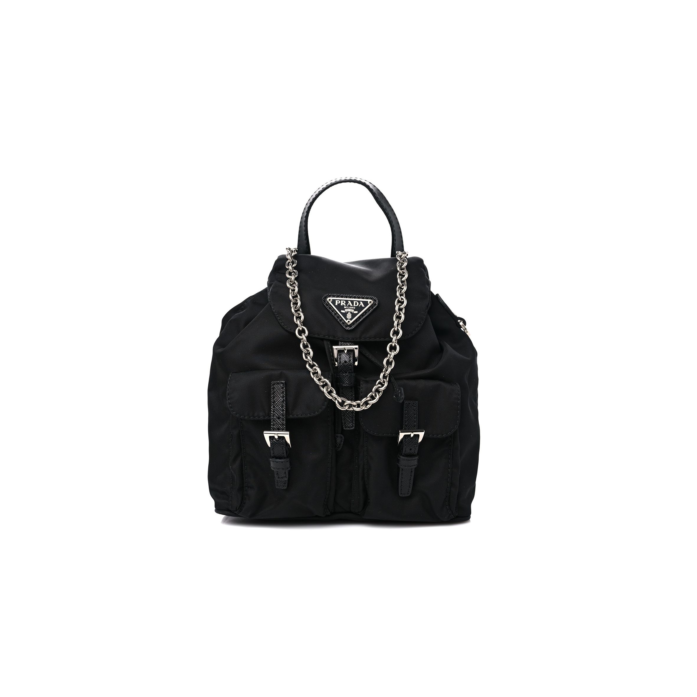 PRADA NYLON VELA MINI CROSSBODY BACKPACK BLACK (19*19*9cm) PRADA NYLON VELA MINI CROSSBODY BACKPACK BLACK (19*19*9cm)