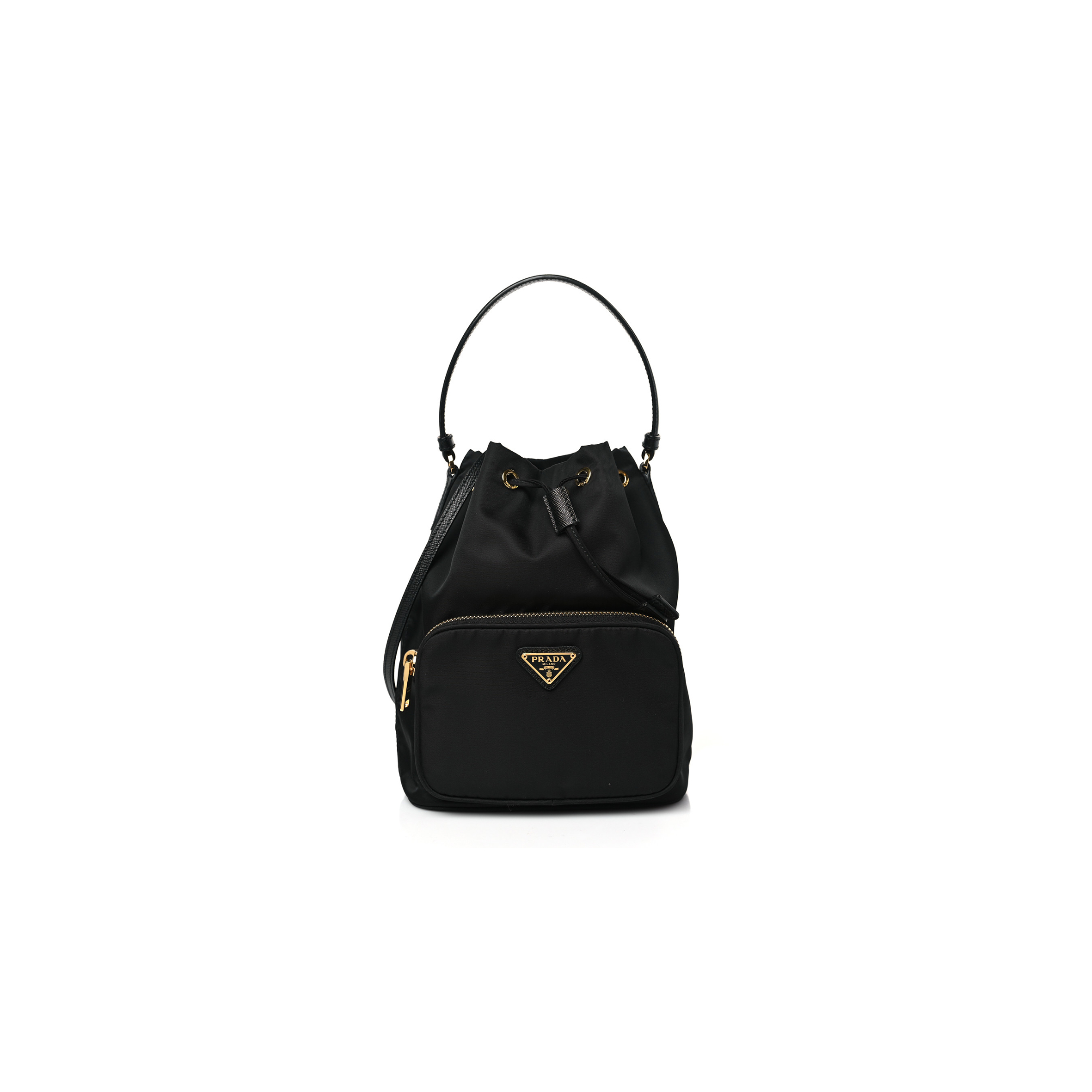 PRADA RE-NYLON DUET DRAWSTRING SHOULDER BAG BLACK (23*18*11cm) PRADA RE-NYLON DUET DRAWSTRING SHOULDER BAG BLACK (23*18*11cm)
