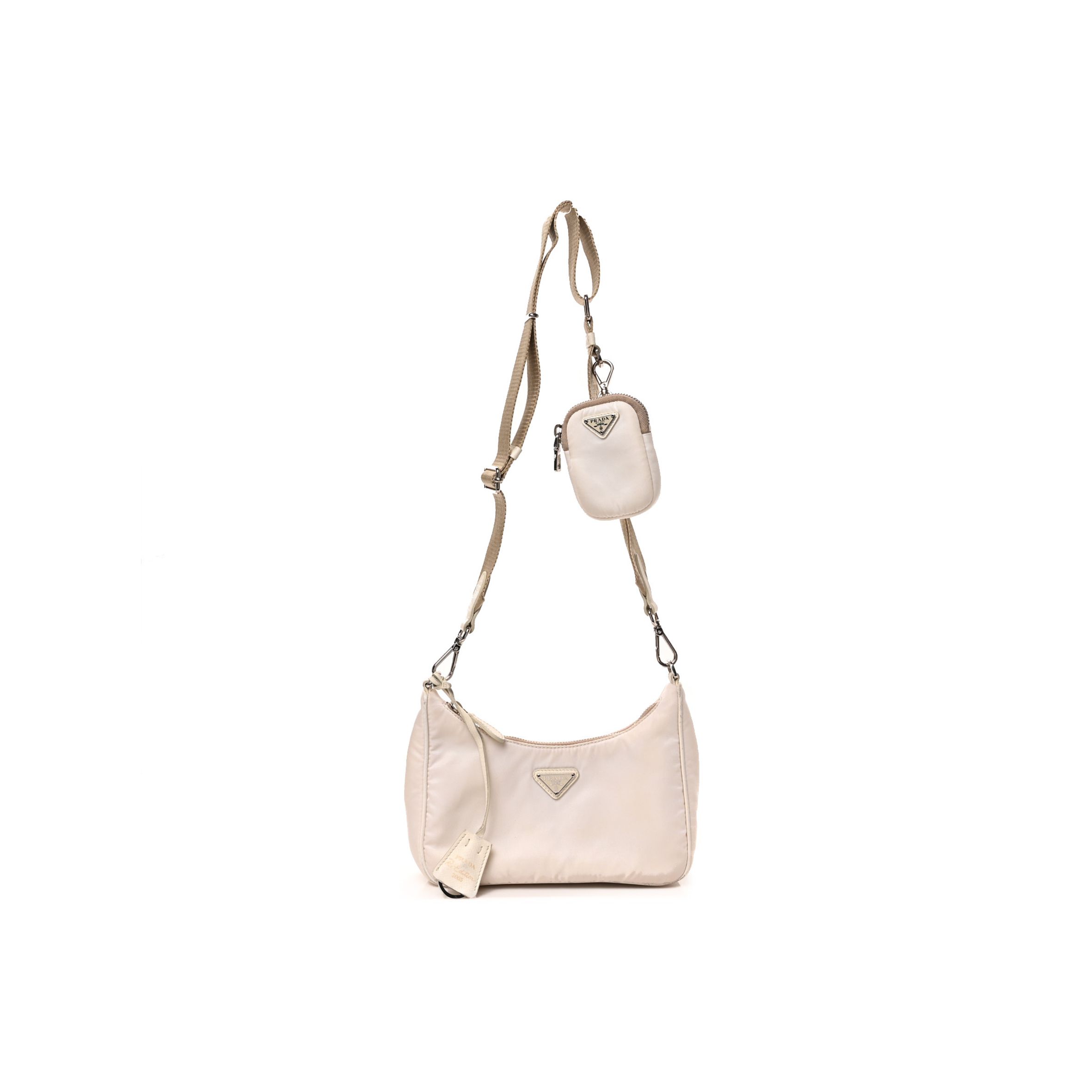 PRADA NYLON RE-EDITION 2005 SHOULDER BAG WHITE (22*13*8cm) PRADA NYLON RE-EDITION 2005 SHOULDER BAG WHITE (22*13*8cm)
