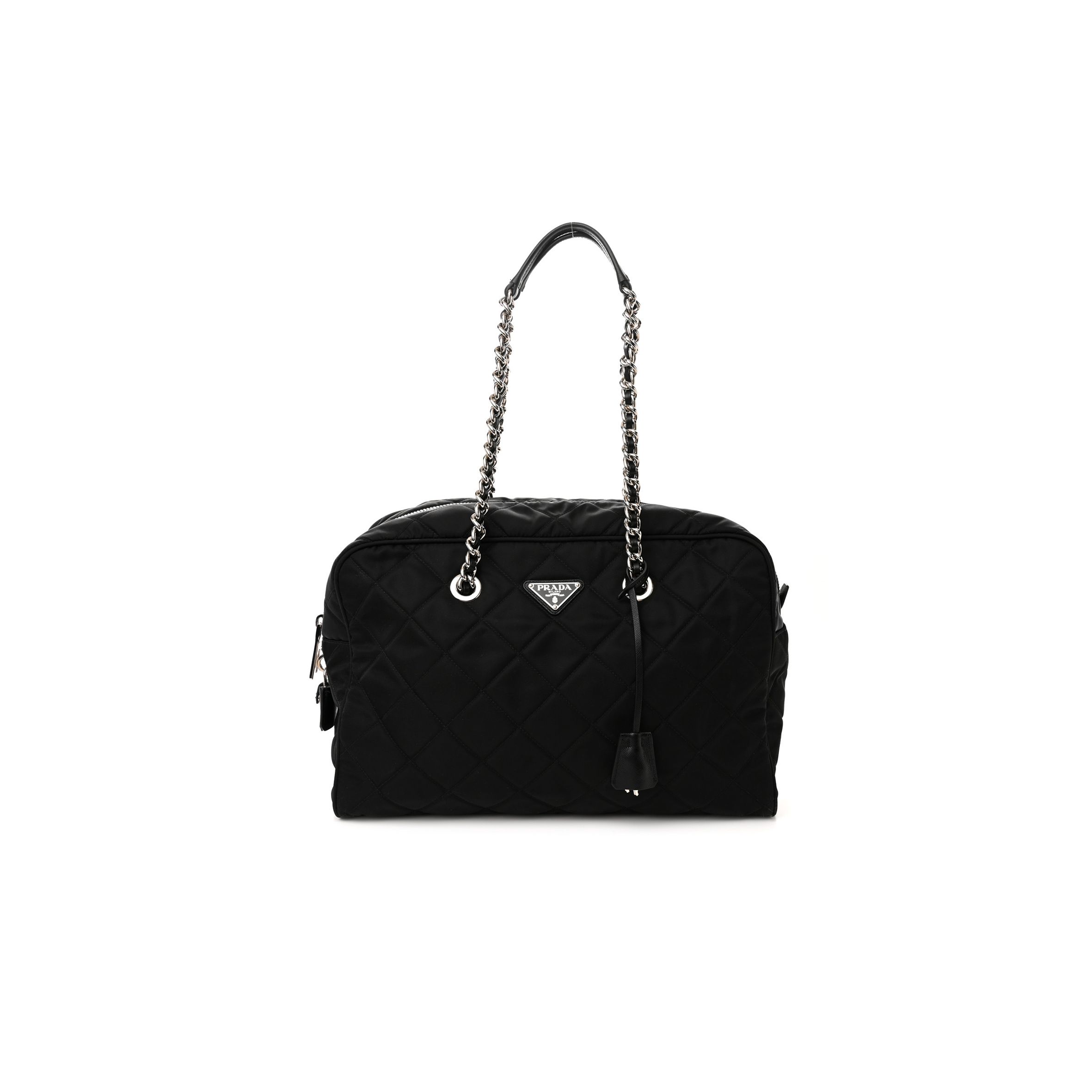 PRADA NYLON TESSUTO IMPUNTU QUILTED SHOULDER BAG BLACK (36*25*14cm) PRADA NYLON TESSUTO IMPUNTU QUILTED SHOULDER BAG BLACK (36*25*14cm)