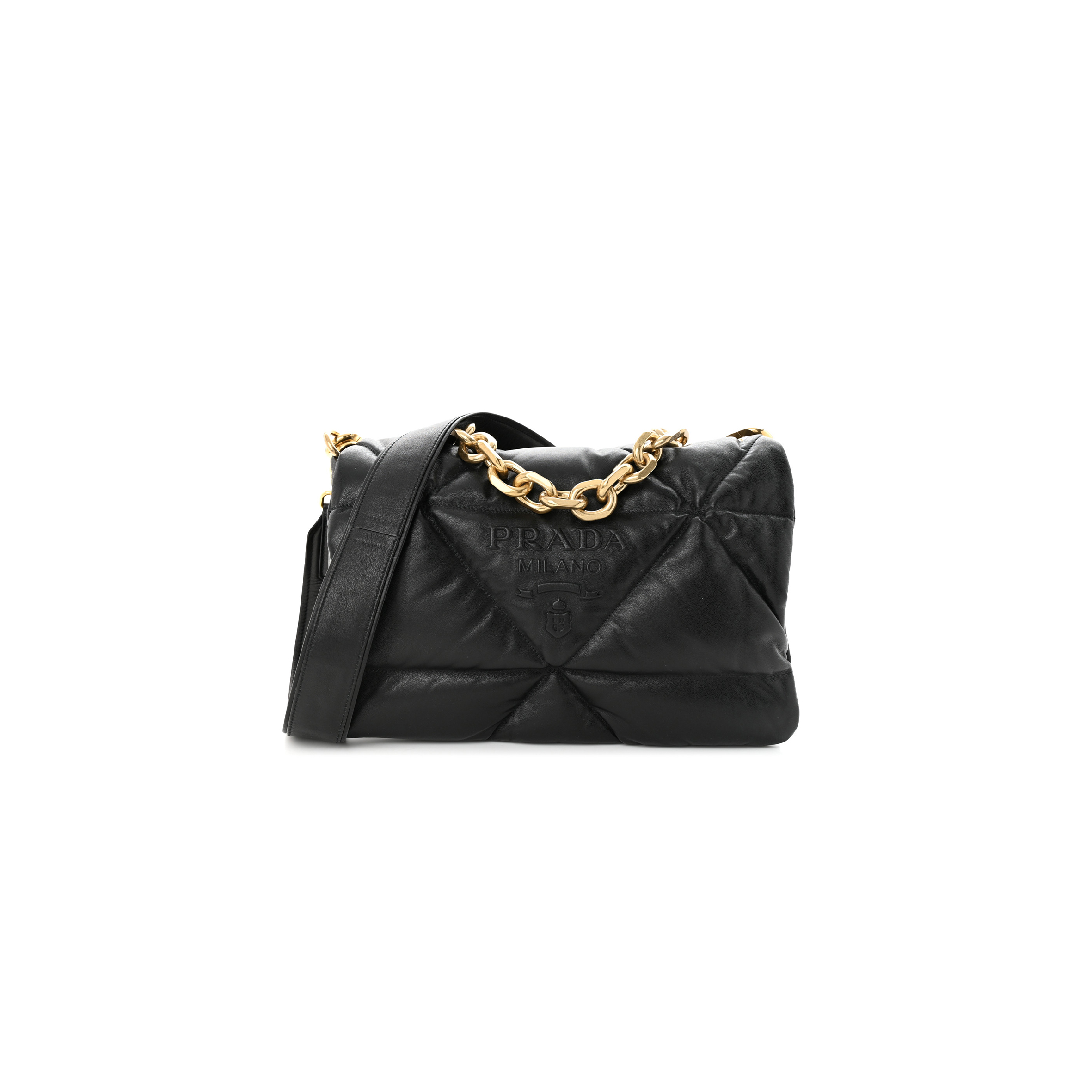 PRADA NAPPA PADDED SYSTEM PATCHWORK BAG BLACK (31*20*8cm) PRADA NAPPA PADDED SYSTEM PATCHWORK BAG BLACK (31*20*8cm)