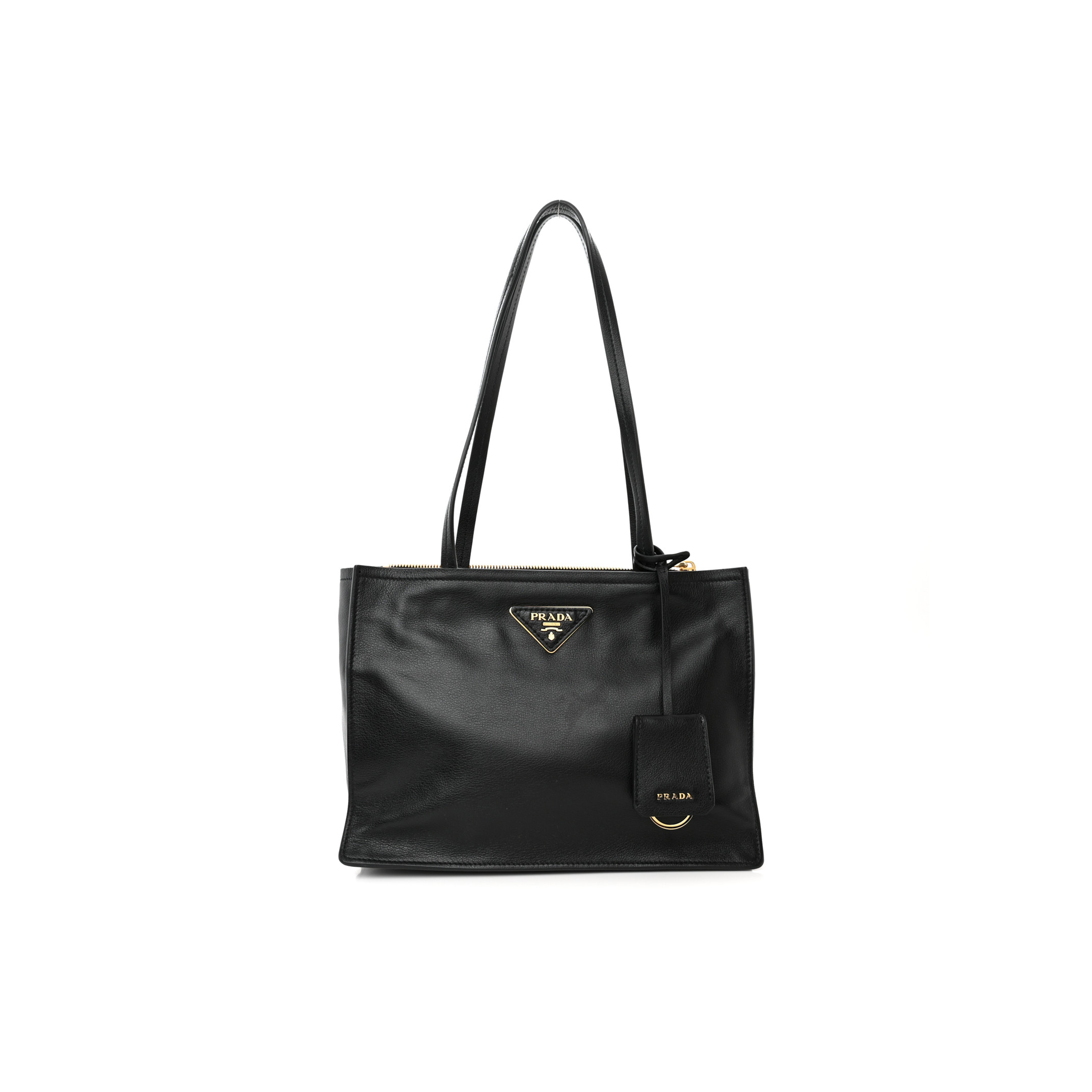 PRADA GLACE CALFSKIN TOTE BLACK (35*27*14cm) PRADA GLACE CALFSKIN TOTE BLACK (35*27*14cm)