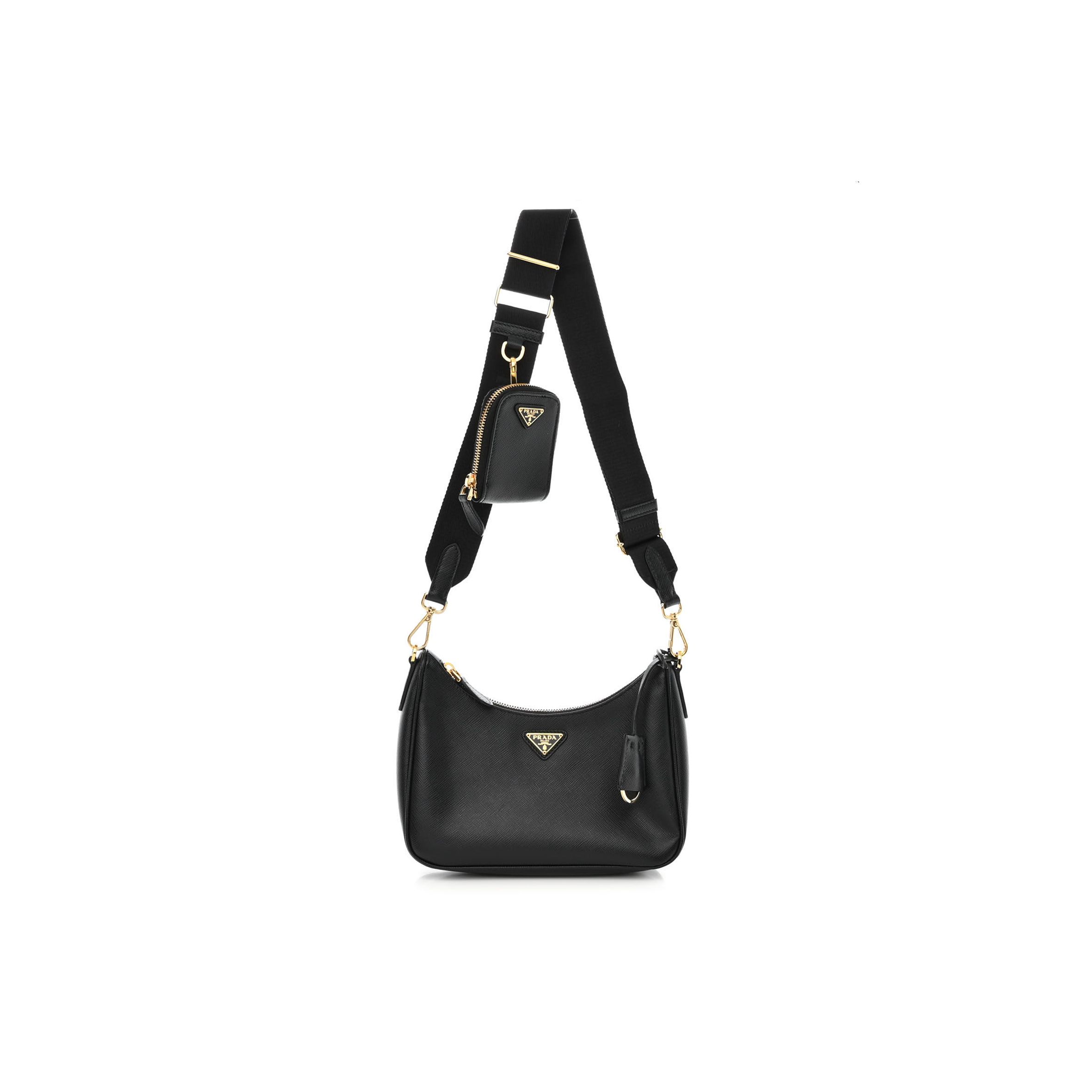 PRADA SAFFIANO LUX RE-EDITION 2005 SHOULDER BAG BLACK (22*17*6cm) PRADA SAFFIANO LUX RE-EDITION 2005 SHOULDER BAG BLACK (22*17*6cm)