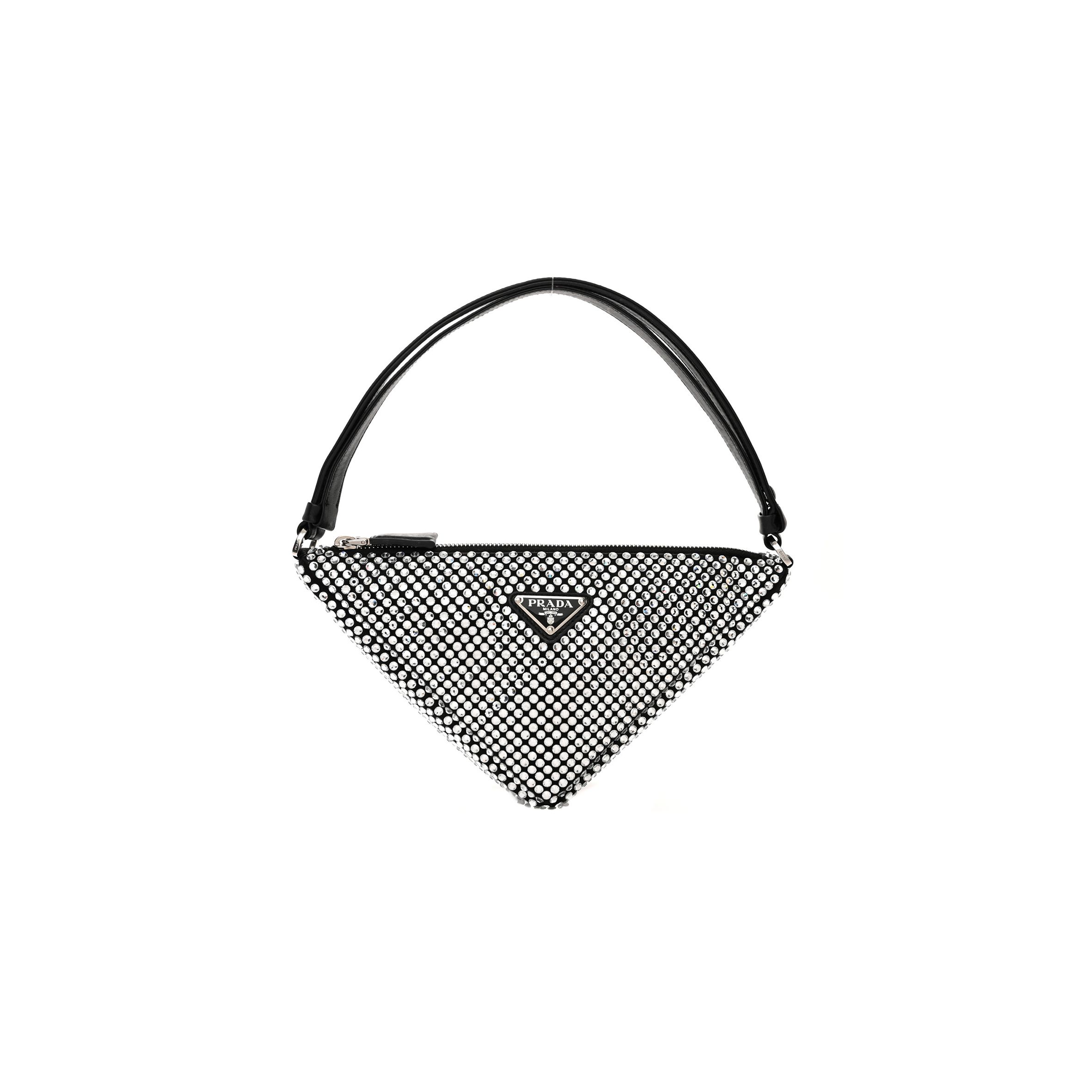 PRADA SATIN CRYSTAL TRIANGLE POUCH CRISTAL (26*15*6cm) PRADA SATIN CRYSTAL TRIANGLE POUCH CRISTAL (26*15*6cm)