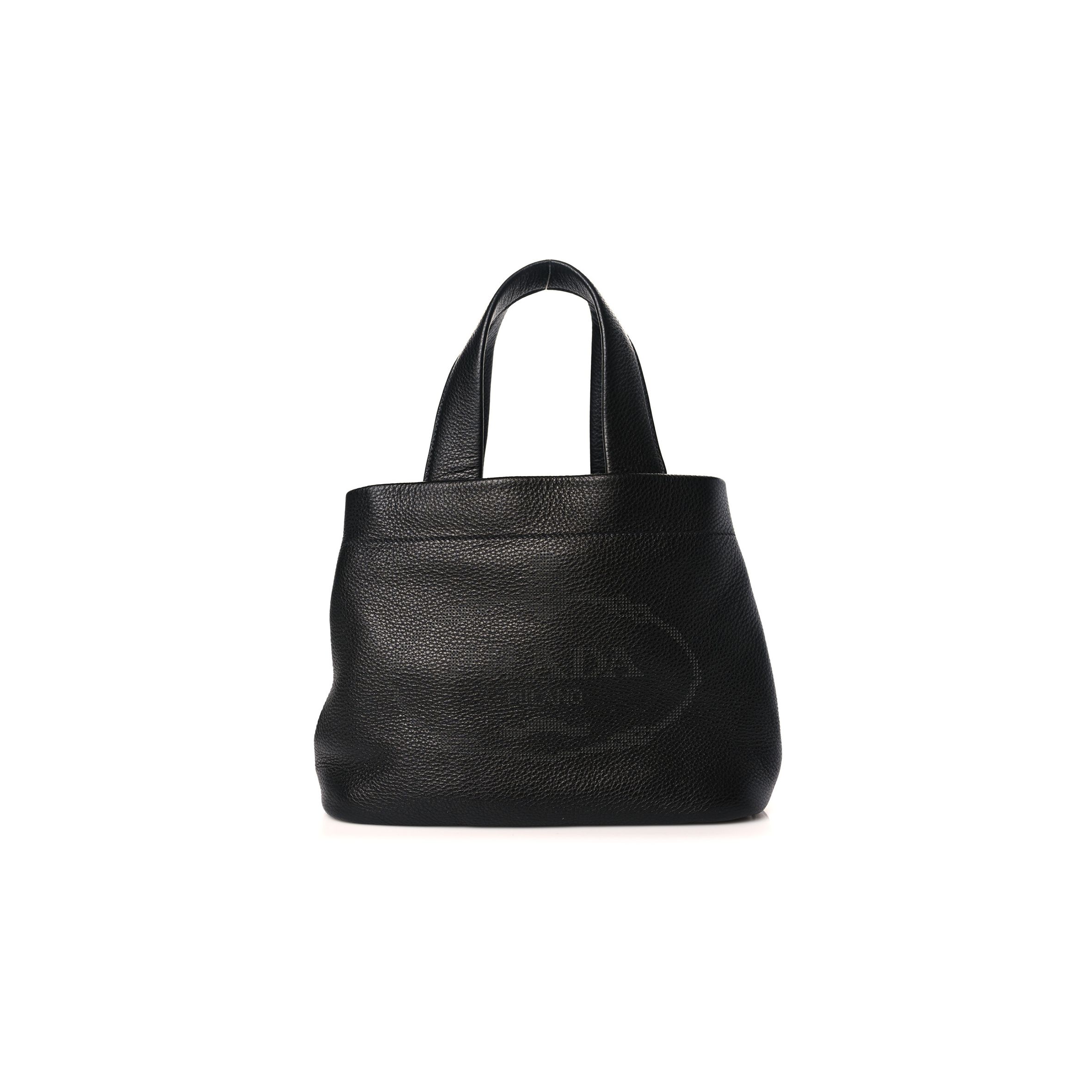 PRADA VITELLO DAINO SOFT PERFORATED LOGO TOTE BLACK (30*20*13cm) PRADA VITELLO DAINO SOFT PERFORATED LOGO TOTE BLACK (30*20*13cm)