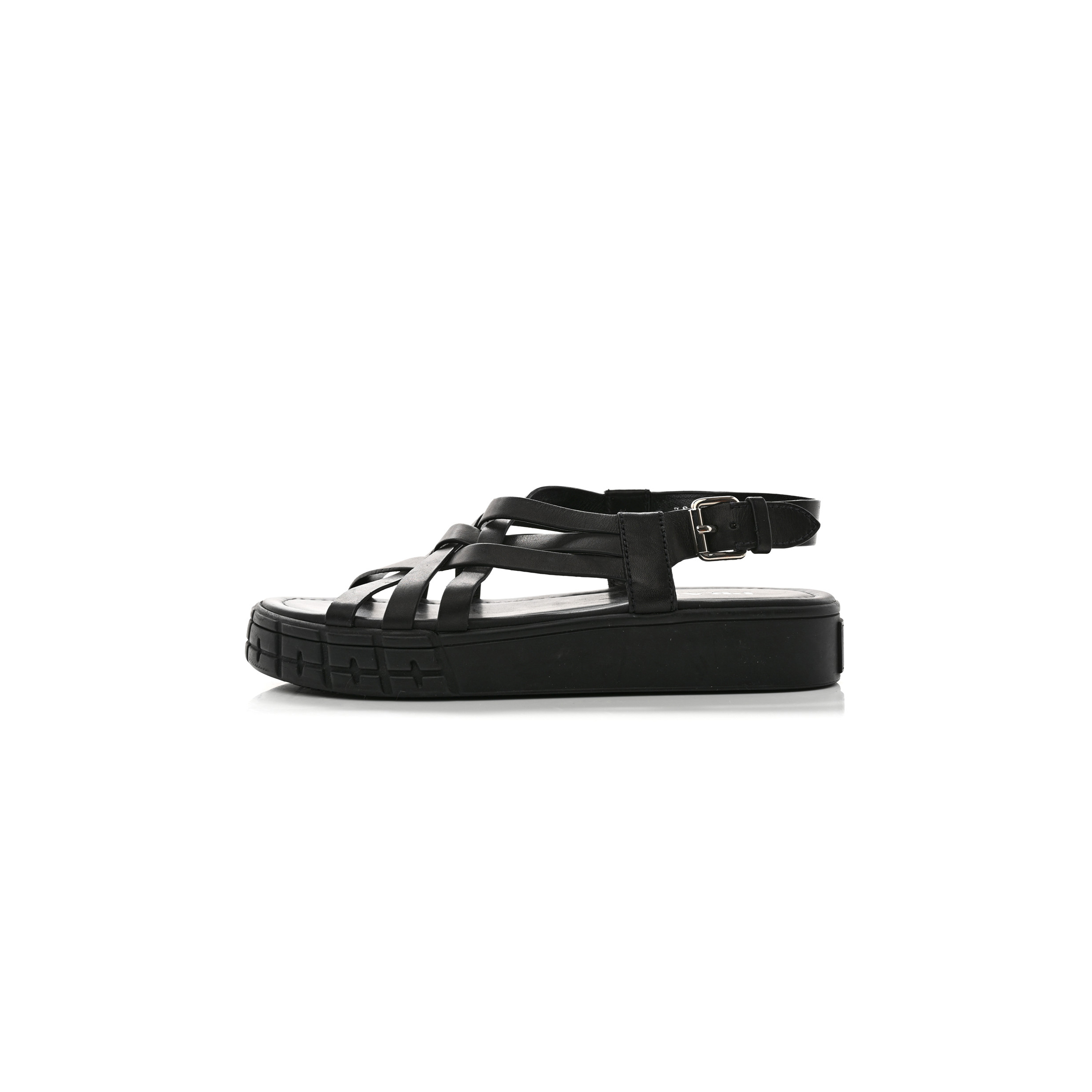 PRADA NATURAL CALFSKIN BUCKLED SLINGBACK 30MM SANDALS 38 BLACK PRADA NATURAL CALFSKIN BUCKLED SLINGBACK 30MM SANDALS 38 BLACK