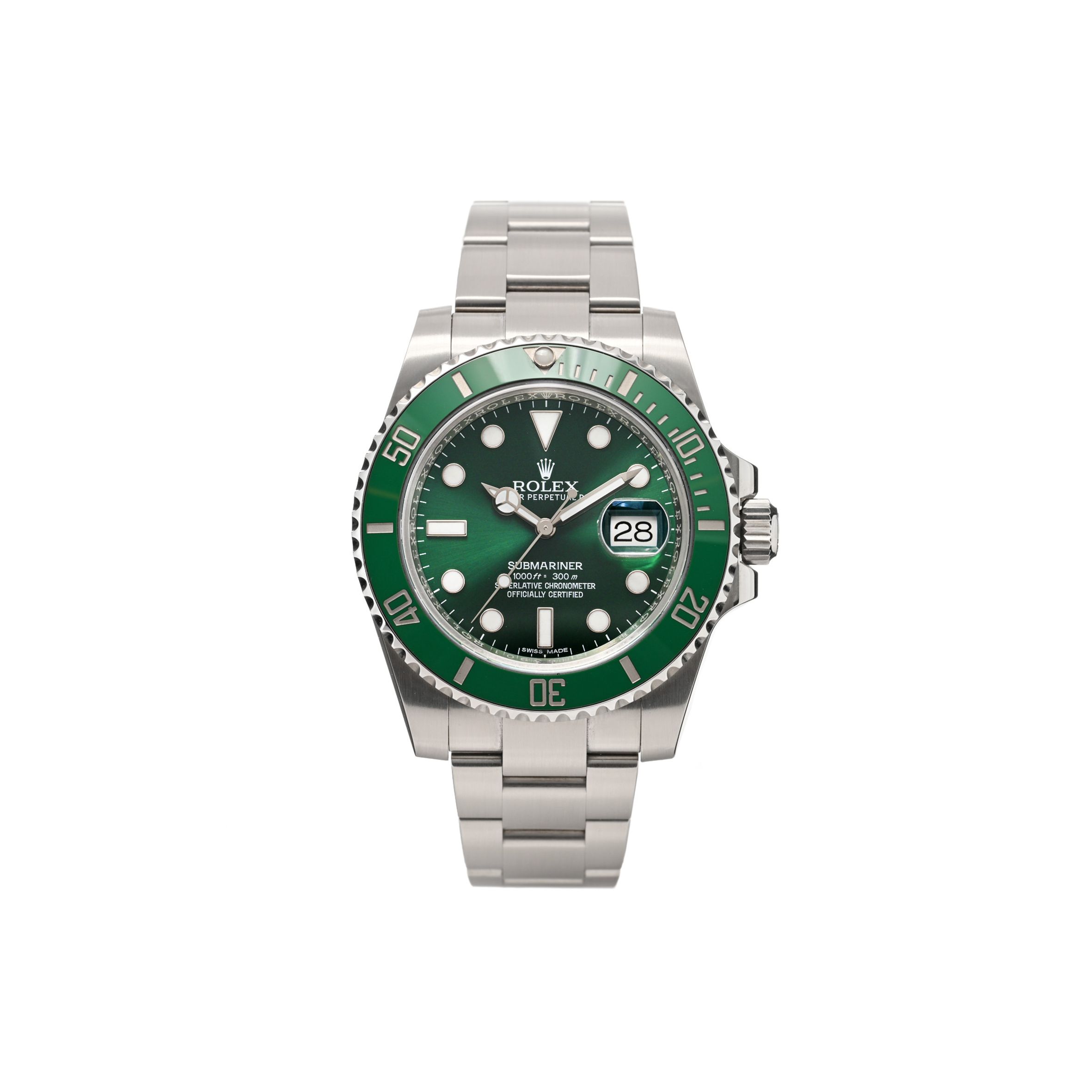 ROLEX STAINLESS STEEL 40MM OYSTER PERPETUAL SUBMARINER DATE "HULK" WATCH GREEN 116610LV ROLEX STAINLESS STEEL 40MM OYSTER PERPETUAL SUBMARINER DATE "HULK" WATCH GREEN 116610LV