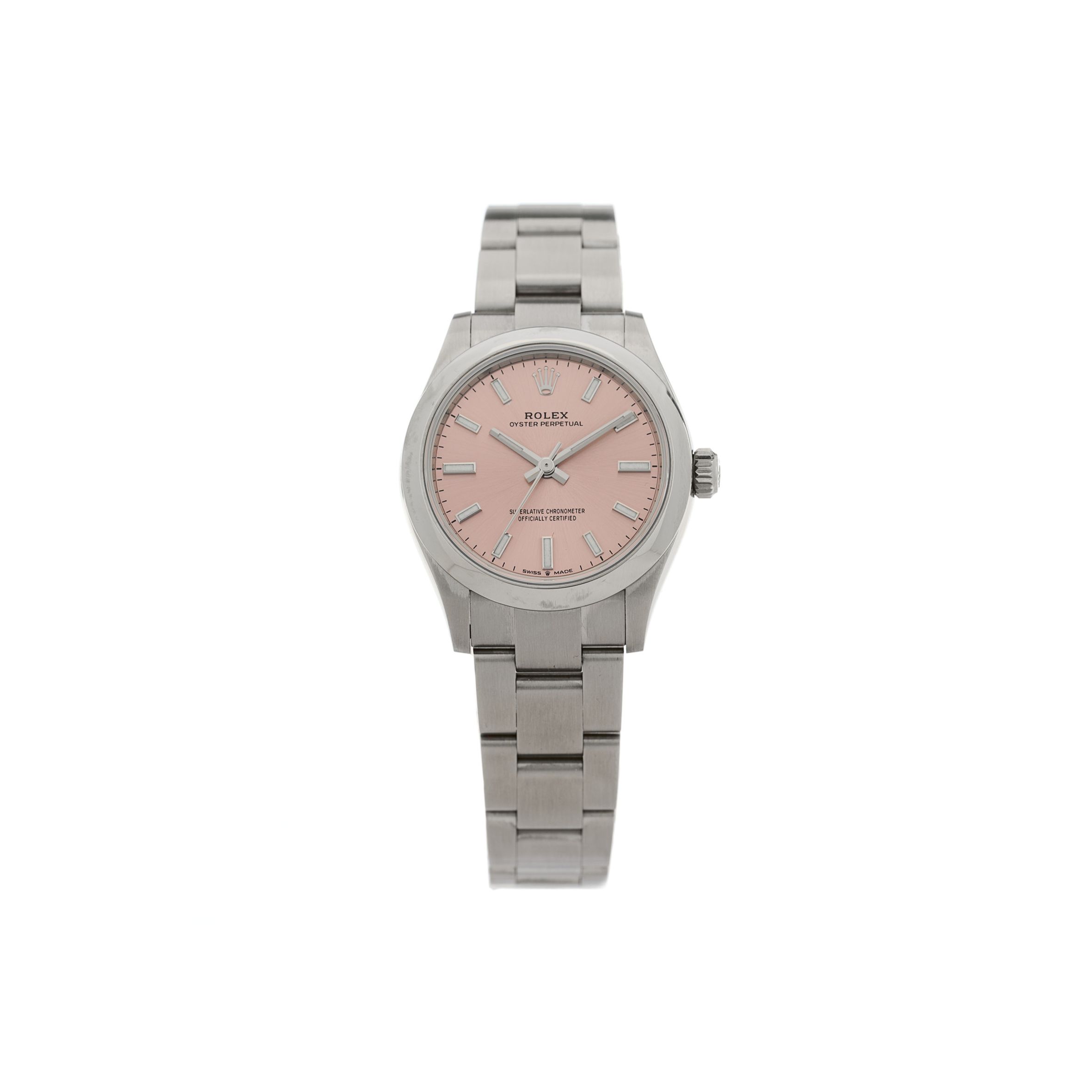 ROLEX STAINLESS STEEL 31MM OYSTER PERPETUAL WATCH PINK 277200 ROLEX STAINLESS STEEL 31MM OYSTER PERPETUAL WATCH PINK 277200
