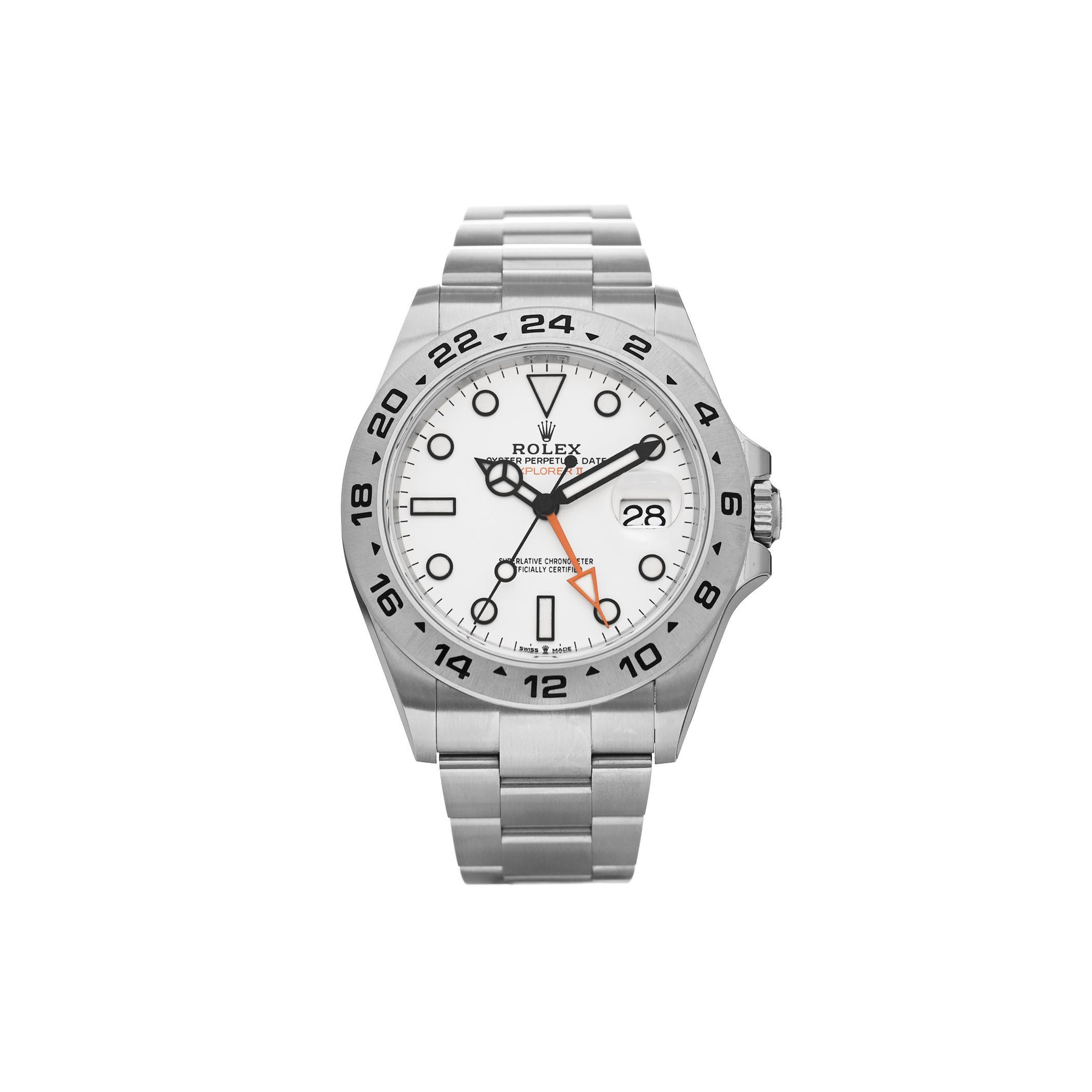 ROLEX STAINLESS STEEL 42MM OYSTER PERPETUAL DATE EXPLORER II WATCH WHITE 226570 ROLEX STAINLESS STEEL 42MM OYSTER PERPETUAL DATE EXPLORER II WATCH WHITE 226570