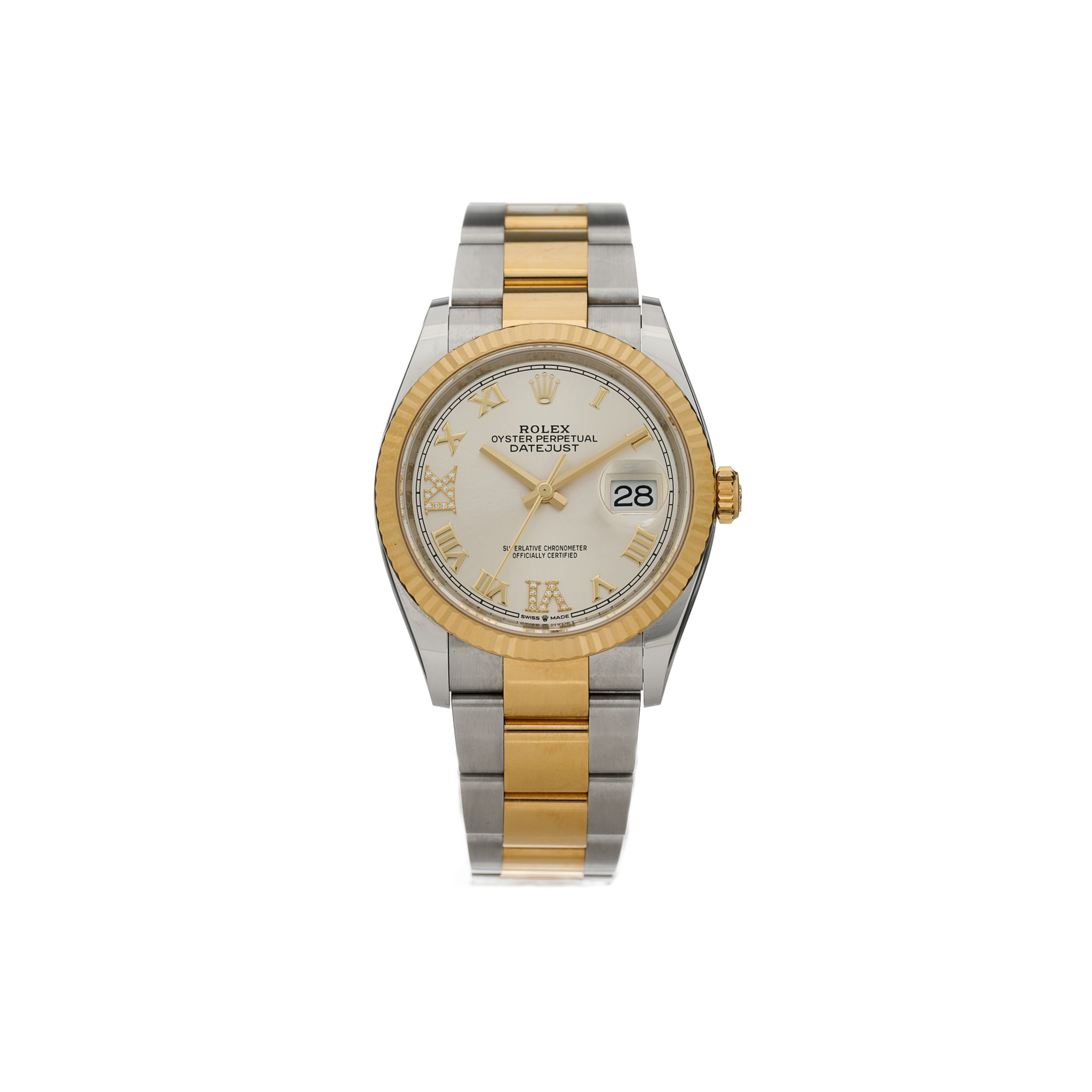 ROLEX STAINLESS STEEL 18K YELLOW GOLD DIAMOND 36MM OYSTER PERPETUAL DATEJUST WATCH SILVER ROMAN 126233 ROLEX STAINLESS STEEL 18K YELLOW GOLD DIAMOND 36MM OYSTER PERPETUAL DATEJUST WATCH SILVER ROMAN 126233