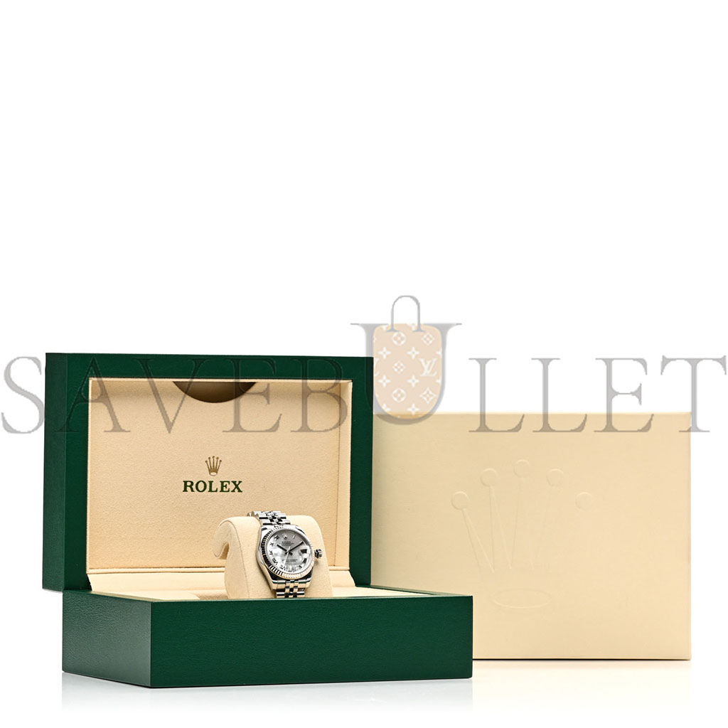 ROLEX STAINLESS STEEL 18K WHITE GOLD DIAMOND MOTHER OF PEARL 31MM OYSTER PERPETUAL DATEJUST WATCH ROMAN 178274 ROLEX STAINLESS STEEL 18K WHITE GOLD DIAMOND MOTHER OF PEARL 31MM OYSTER PERPETUAL DATEJUST WATCH ROMAN 178274