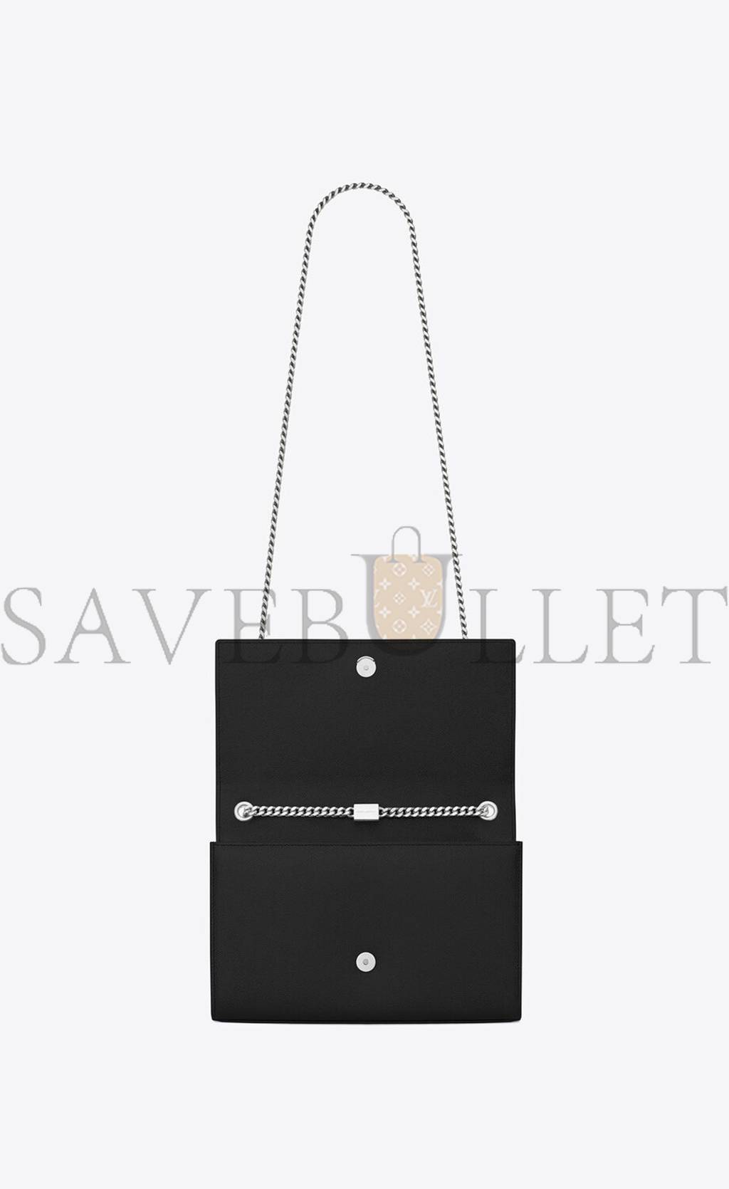 YSL KATE MEDIUM CHAIN BAG IN GRAIN DE POUDRE EMBOSSED LEATHER 364021BOW0N1000 (24*14.5*5.5cm)