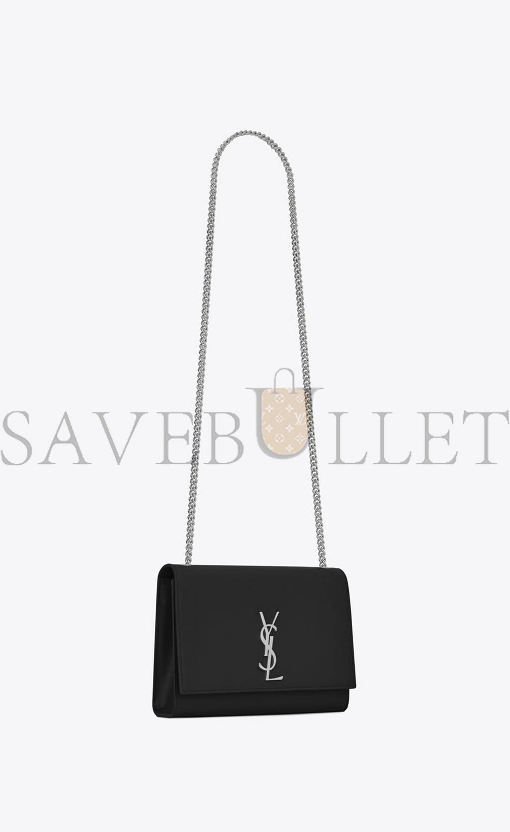 YSL KATE MEDIUM CHAIN BAG IN GRAIN DE POUDRE EMBOSSED LEATHER 364021BOW0N1000 (24*14.5*5.5cm)