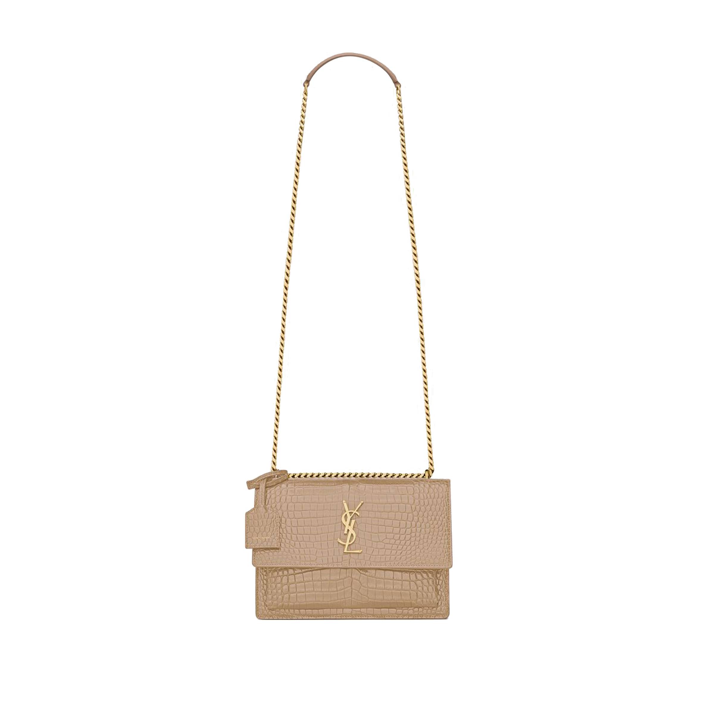 YSL SUNSET MEDIUM CHAIN BAG IN CROCODILE-EMBOSSED SHINY LEATHER 442906DND0J2721 (22*16*6.5cm) YSL SUNSET MEDIUM CHAIN BAG IN CROCODILE-EMBOSSED SHINY LEATHER 442906DND0J2721 (22*16*6.5cm)