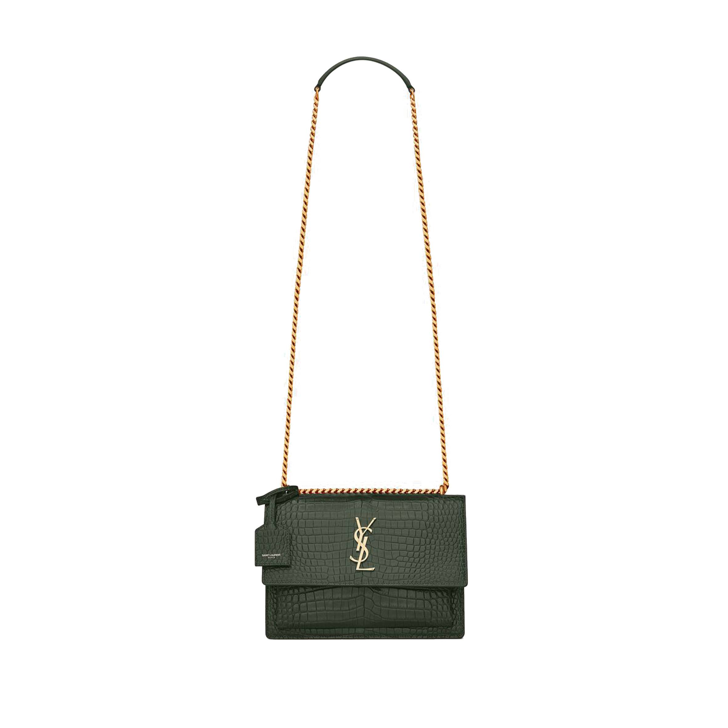 YSL SUNSET MEDIUM CHAIN BAG IN CROCODILE-EMBOSSED SHINY LEATHER 442906DND0J3144 (22*16*6.5cm) YSL SUNSET MEDIUM CHAIN BAG IN CROCODILE-EMBOSSED SHINY LEATHER 442906DND0J3144 (22*16*6.5cm)