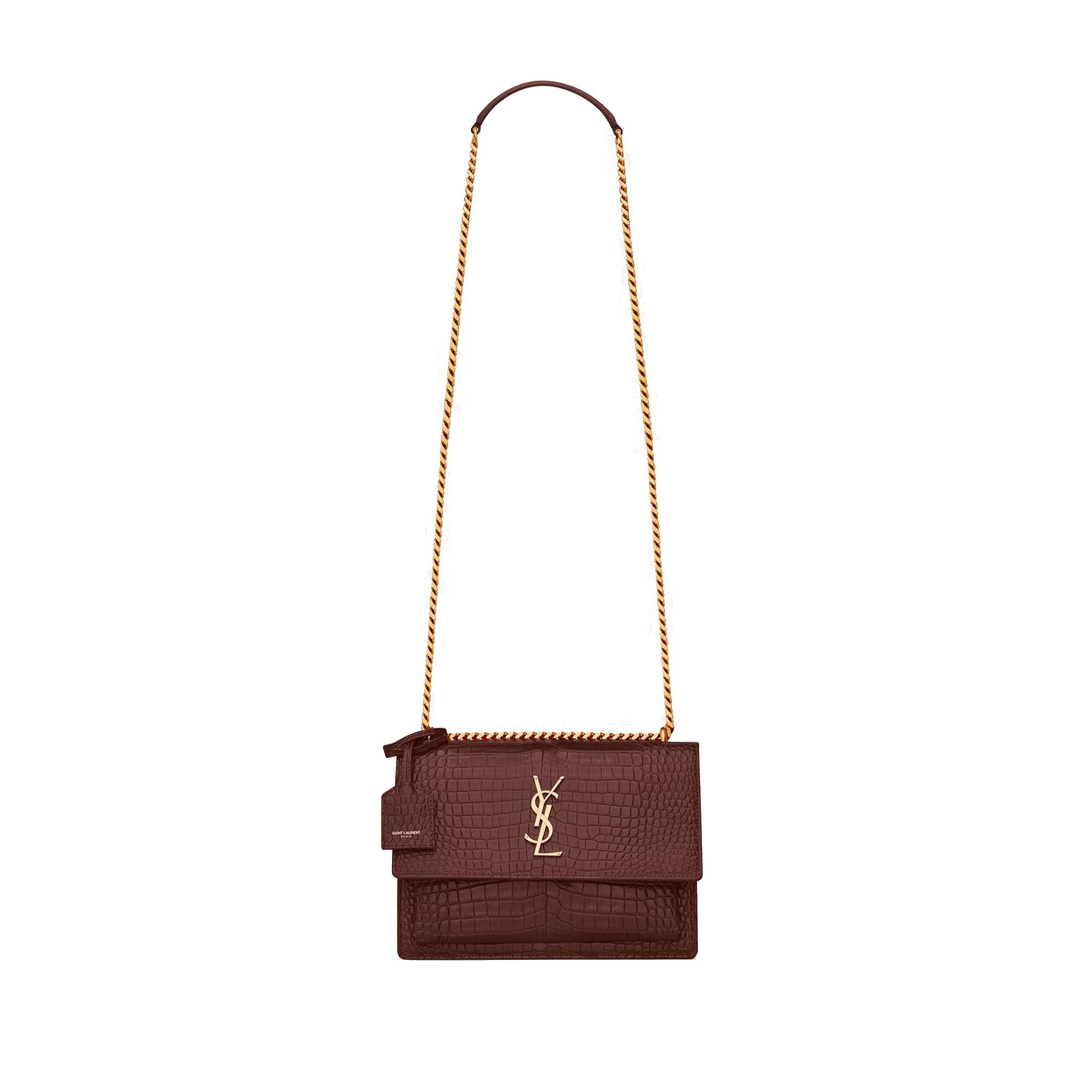 YSL SUNSET MEDIUM CHAIN BAG IN CROCODILE-EMBOSSED SHINY LEATHER 442906DND0J6147 (22*16*6.5cm) YSL SUNSET MEDIUM CHAIN BAG IN CROCODILE-EMBOSSED SHINY LEATHER 442906DND0J6147 (22*16*6.5cm)