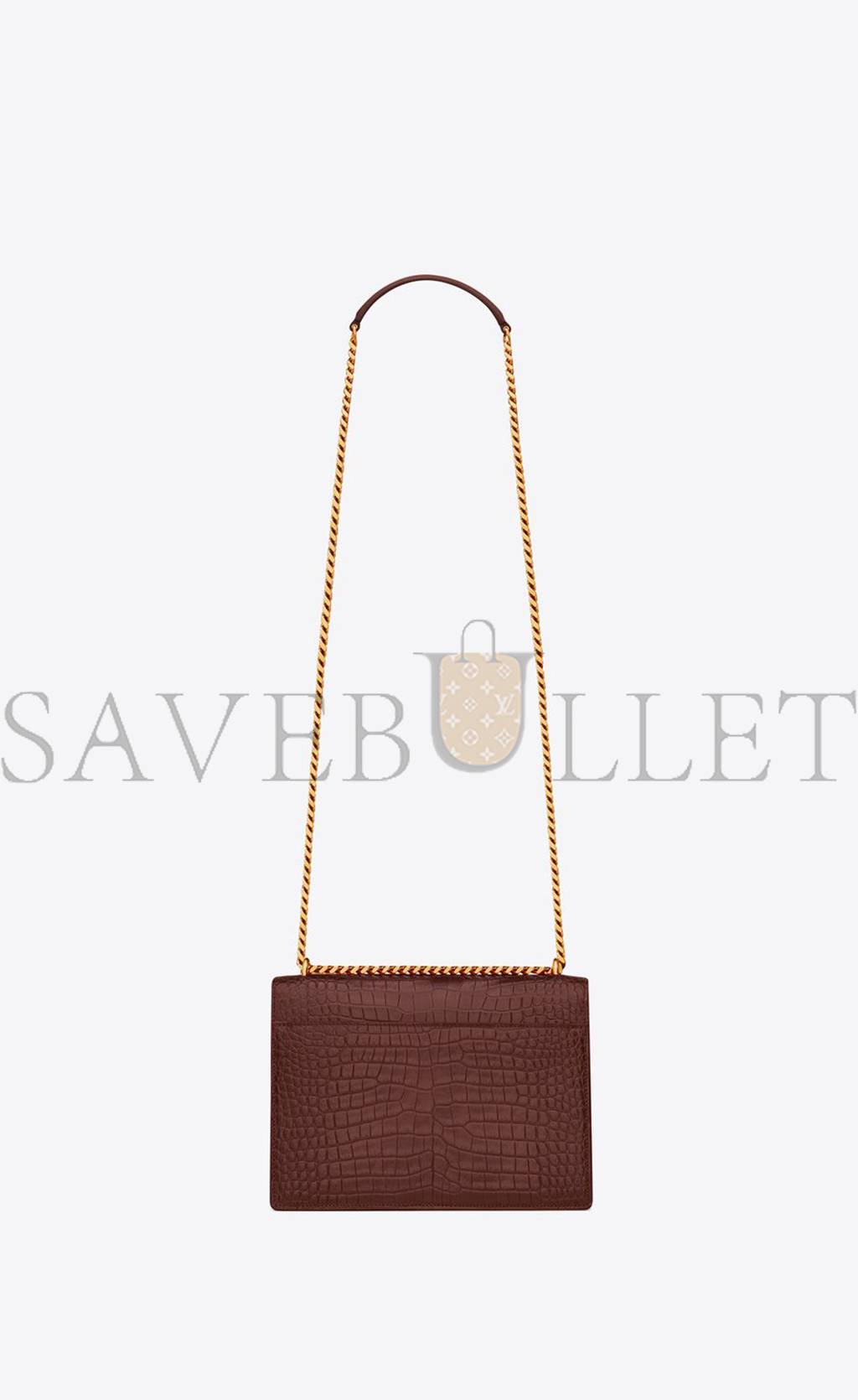 YSL SUNSET MEDIUM CHAIN BAG IN CROCODILE-EMBOSSED SHINY LEATHER 442906DND0J6147 (22*16*6.5cm) YSL SUNSET MEDIUM CHAIN BAG IN CROCODILE-EMBOSSED SHINY LEATHER 442906DND0J6147 (22*16*6.5cm)