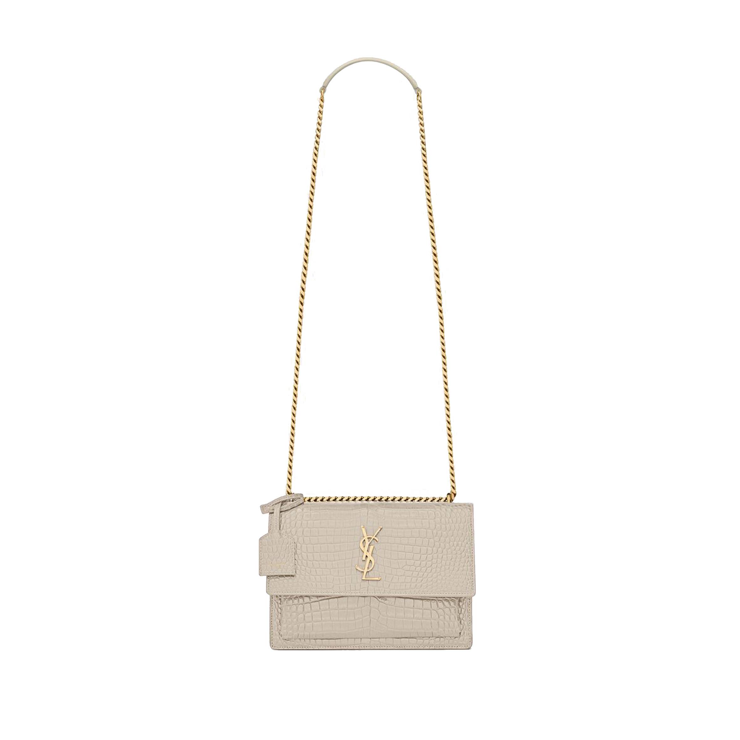 YSL SUNSET MEDIUM CHAIN BAG IN CROCODILE-EMBOSSED SHINY LEATHER 442906DND0J9207 (22*16*6.5cm) YSL SUNSET MEDIUM CHAIN BAG IN CROCODILE-EMBOSSED SHINY LEATHER 442906DND0J9207 (22*16*6.5cm)