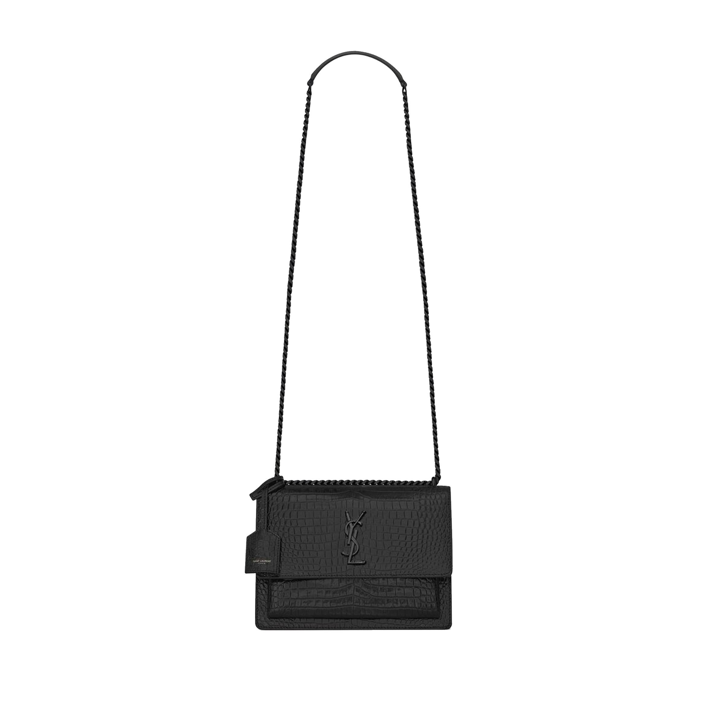 YSL SUNSET MEDIUM CHAIN BAG IN CROCODILE-EMBOSSED SHINY LEATHER 442906DND0U1000 (22*16*6.5cm) YSL SUNSET MEDIUM CHAIN BAG IN CROCODILE-EMBOSSED SHINY LEATHER 442906DND0U1000 (22*16*6.5cm)